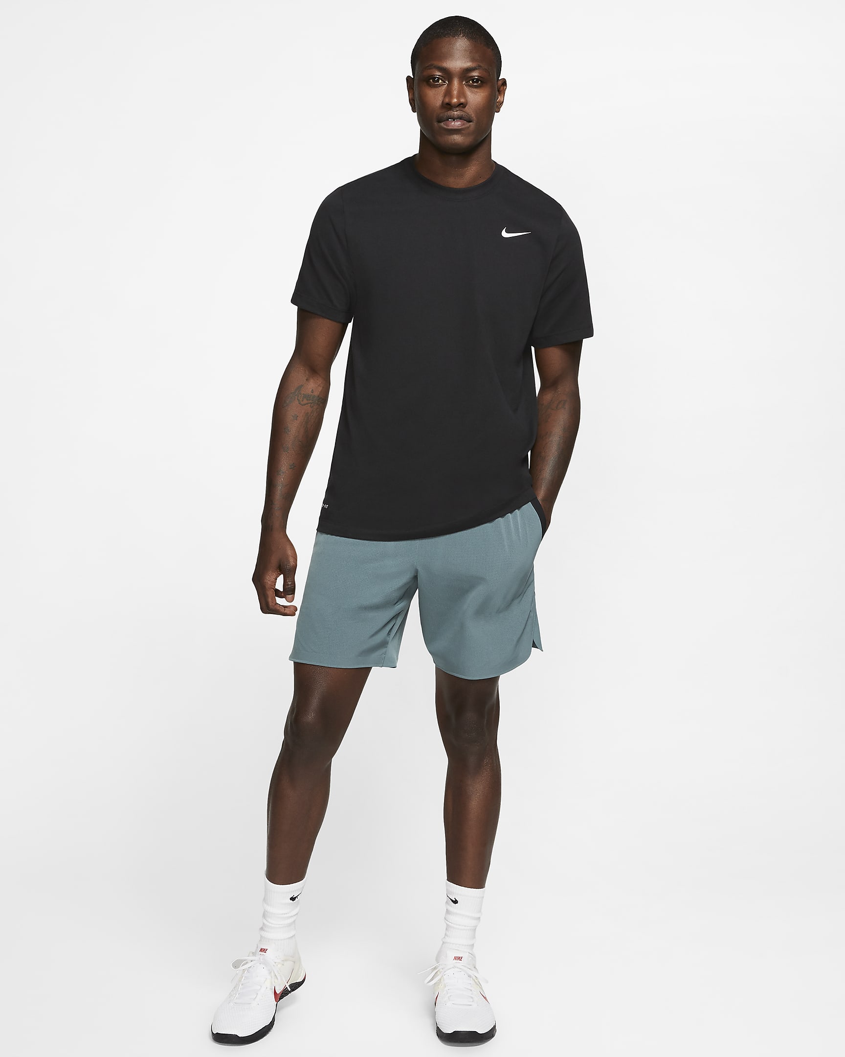 T-shirt de fitness Nike Dri-FIT pour homme - Noir/Blanc