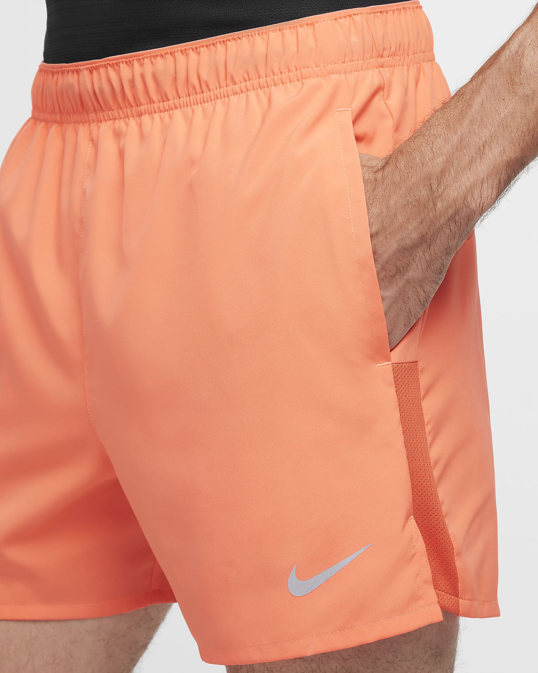 Nike Challenger Men's Dri-FIT 13cm (approx.) Brief-lined Running Shorts - Light Wild Mango/Vintage Coral/Black