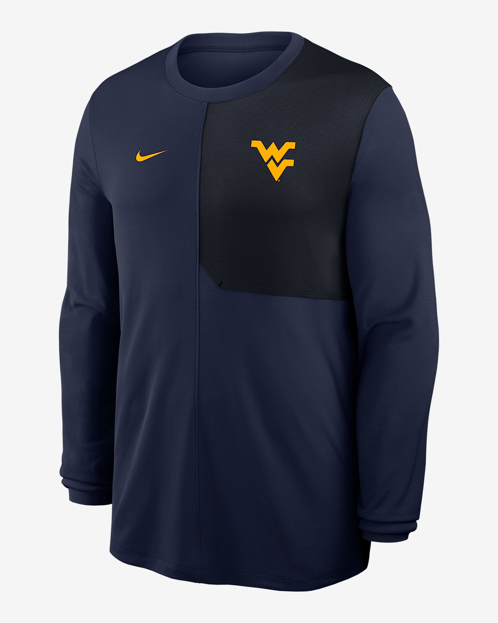 Playera de manga larga universitaria Nike Dri-FIT para hombre West Virginia Sideline Coach - Azul marino