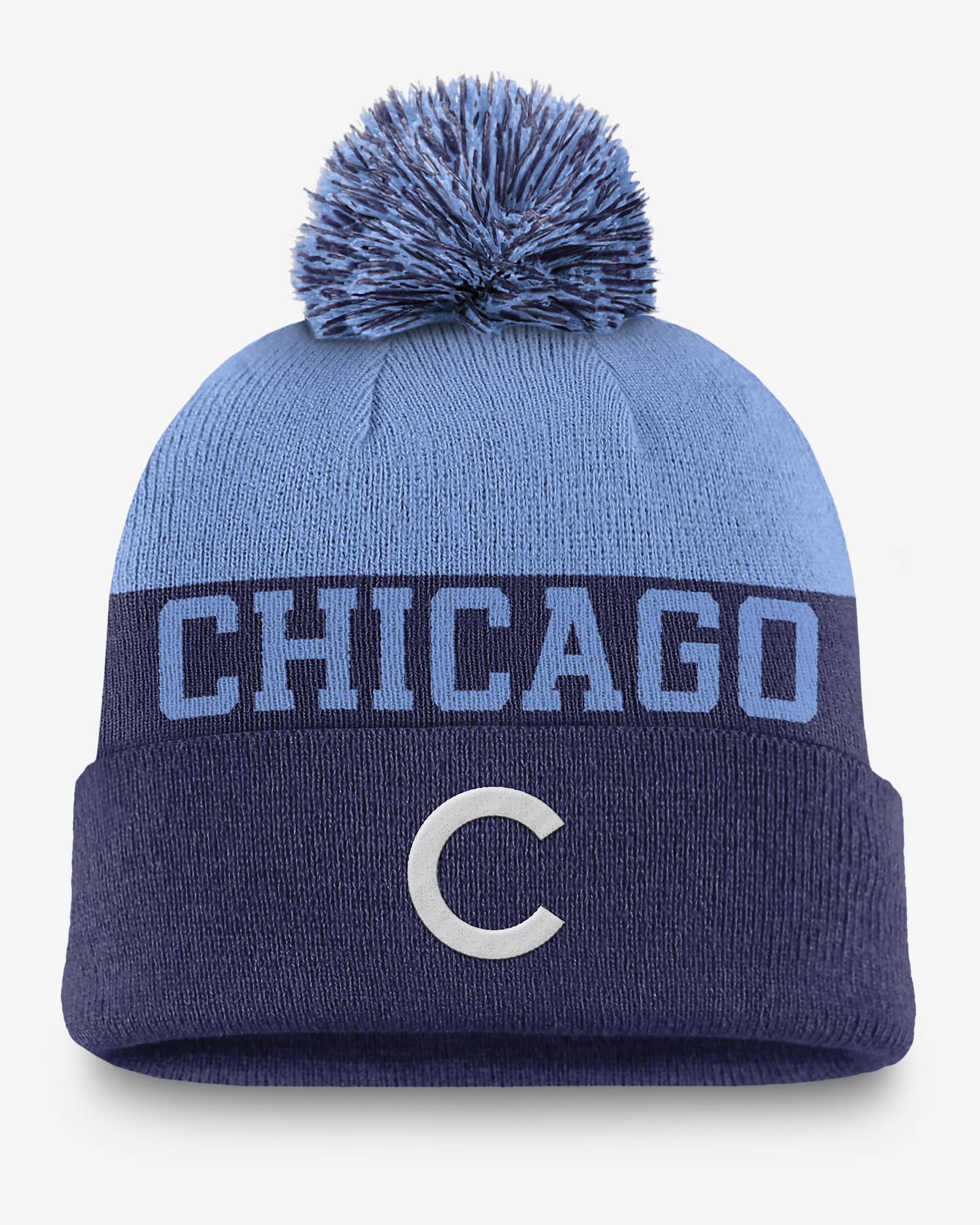 Chicago Cubs Rewind Peak Men's Nike MLB Cuffed Pom Beanie - Royal