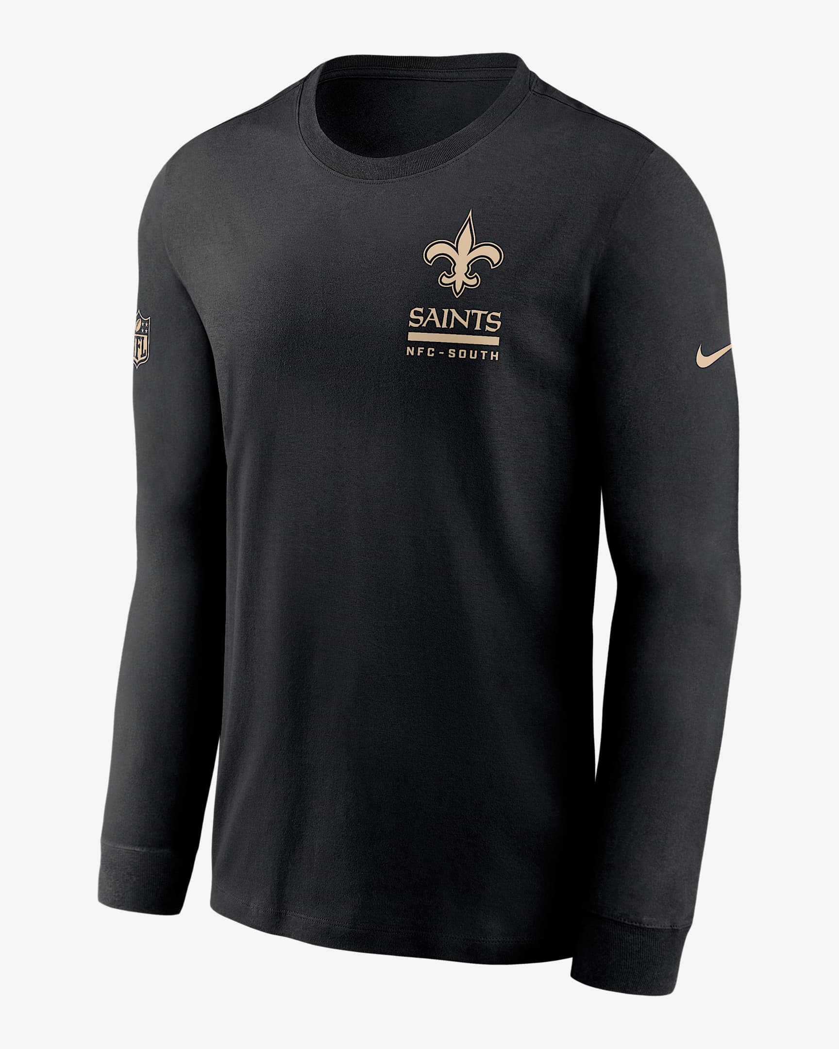 New Orleans Saints Sideline Team Issue Men's Nike Dri-FIT NFL Long-Sleeve T-Shirt - Black