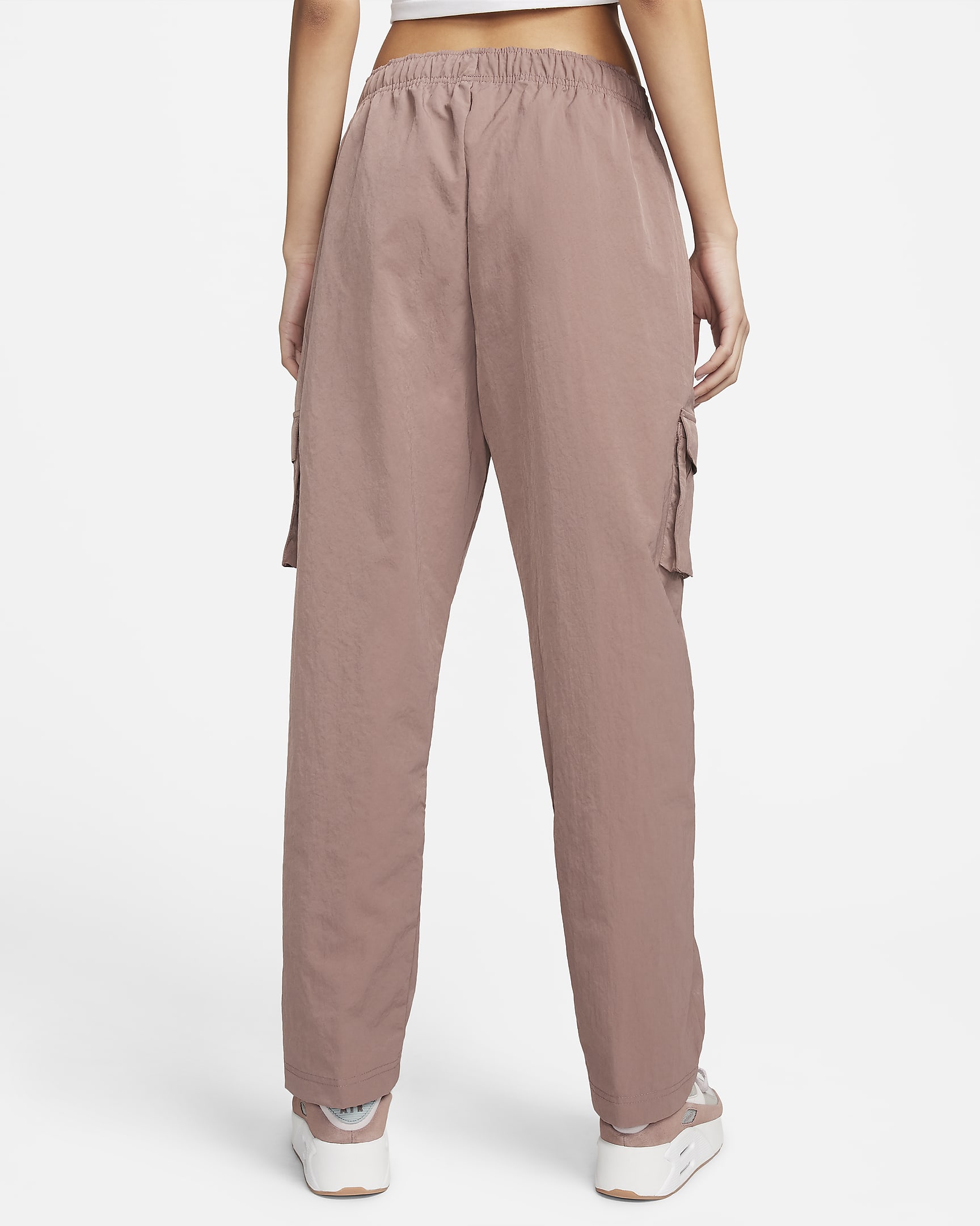 Pantaloni cargo a vita alta in tessuto Nike Sportswear Essential - Donna - Smokey Mauve/Nero