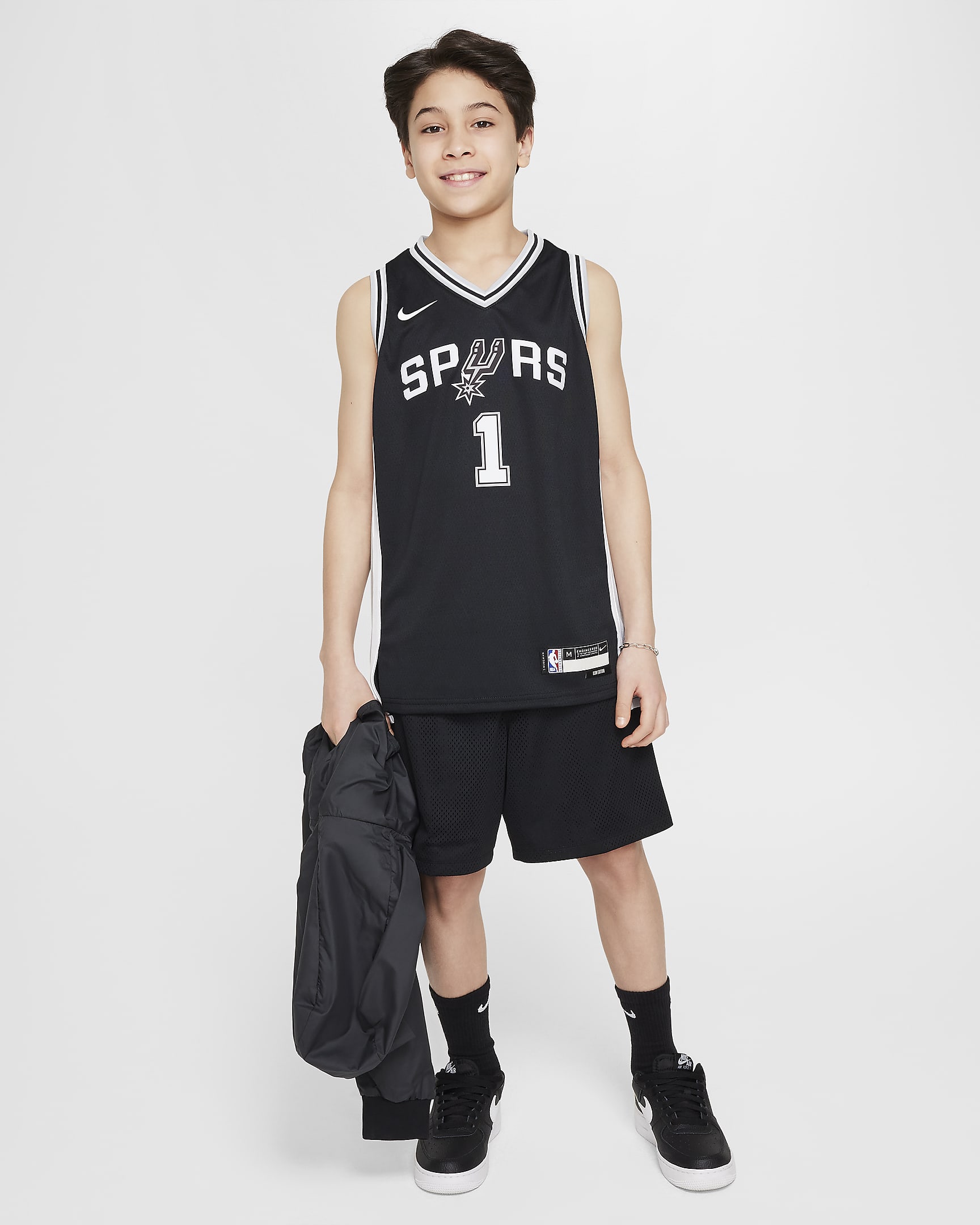 San Antonio Spurs 2022/23 Icon Edition Camiseta Swingman de la NBA - Niño - Negro