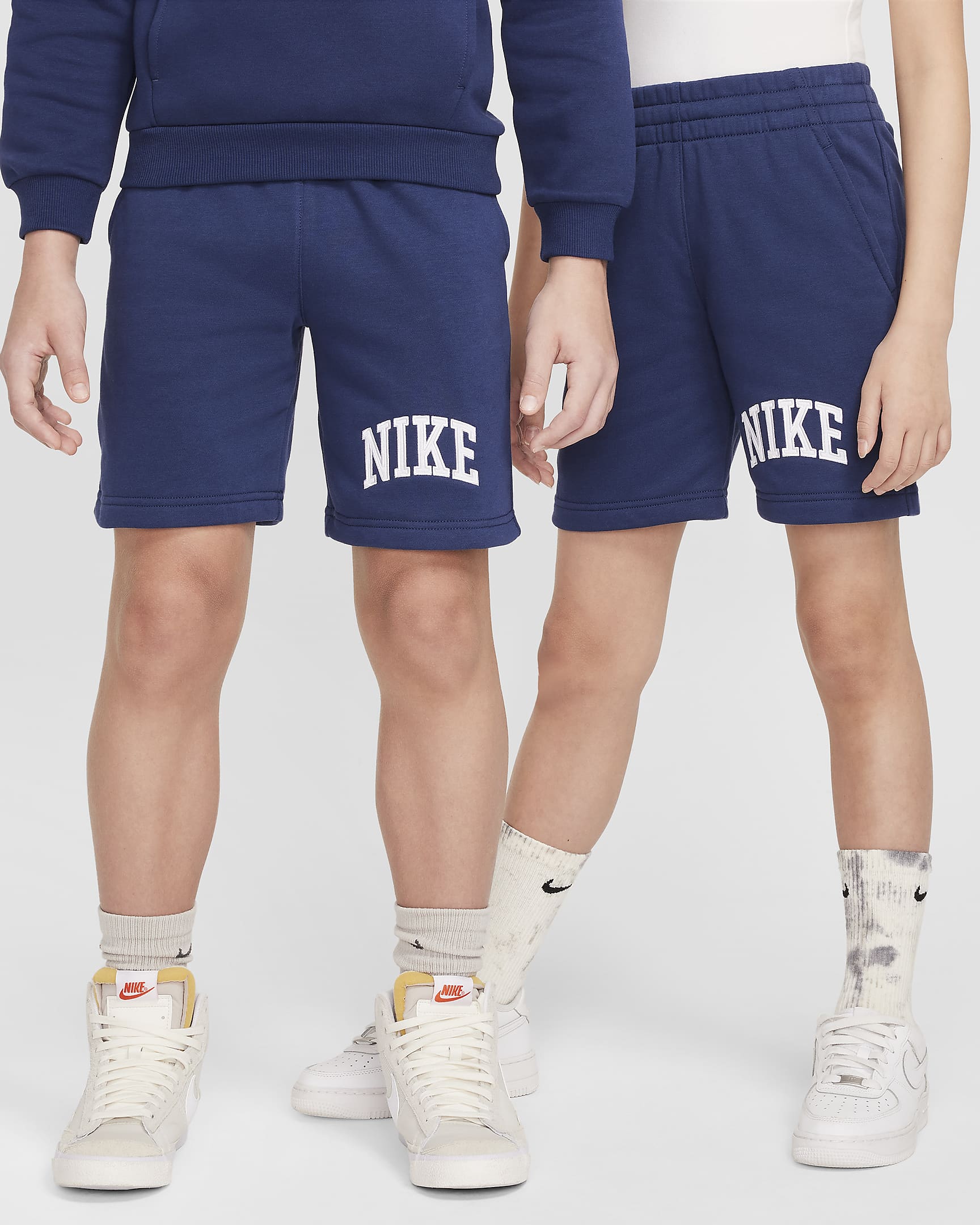 Nike Sportswear Club Big Kids' French Terry Shorts - Midnight Navy/Midnight Navy/White