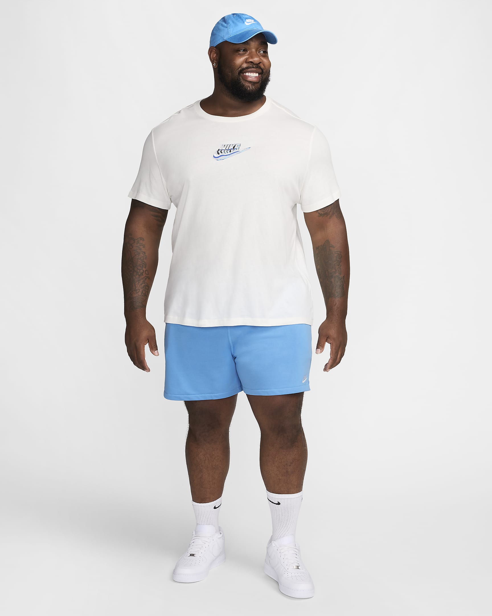 Nike Club Flow frottéshorts til herre - University Blue/University Blue/Hvit