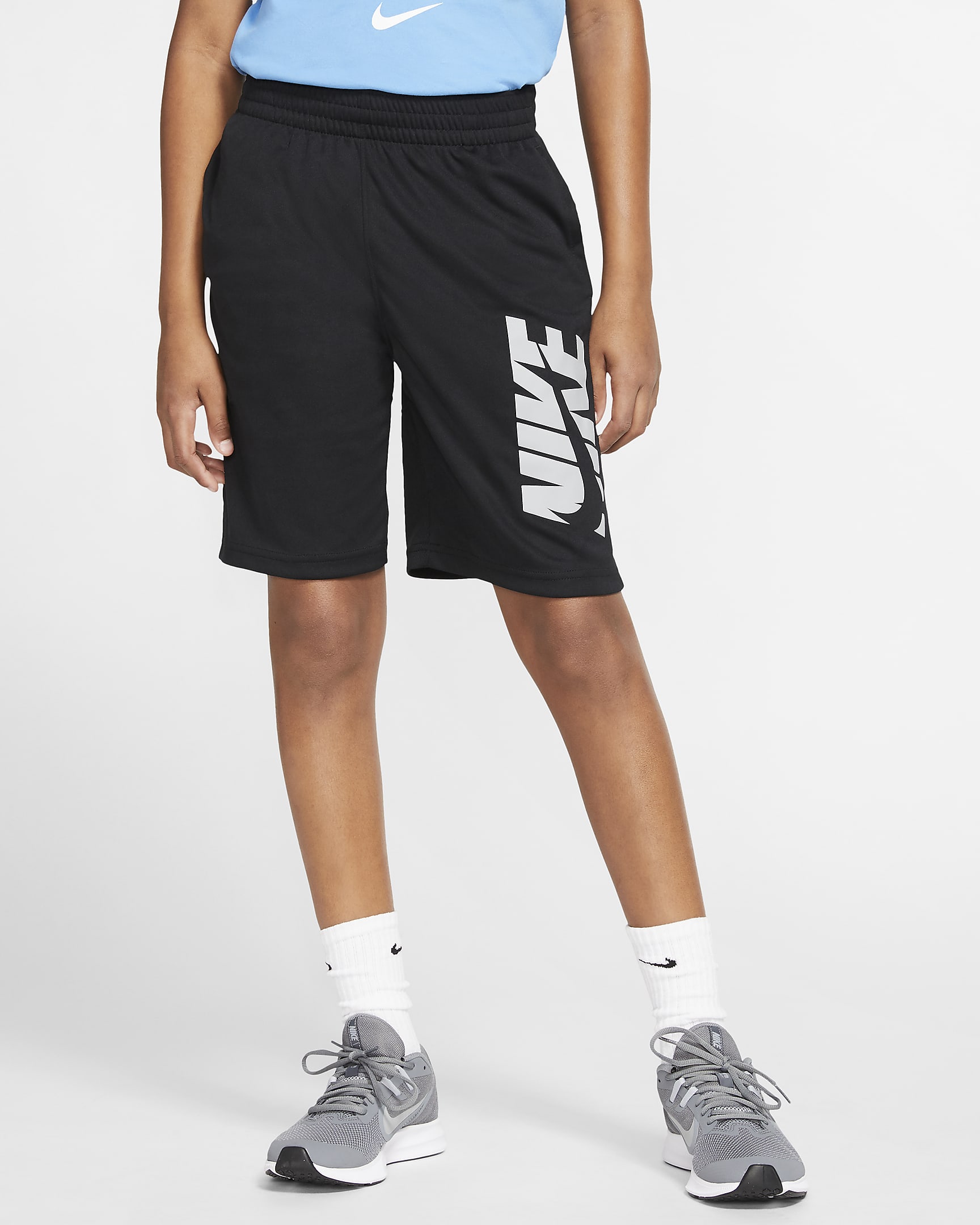 Nike Older Kids' (Boys') Training Shorts - Black/Light Smoke Grey