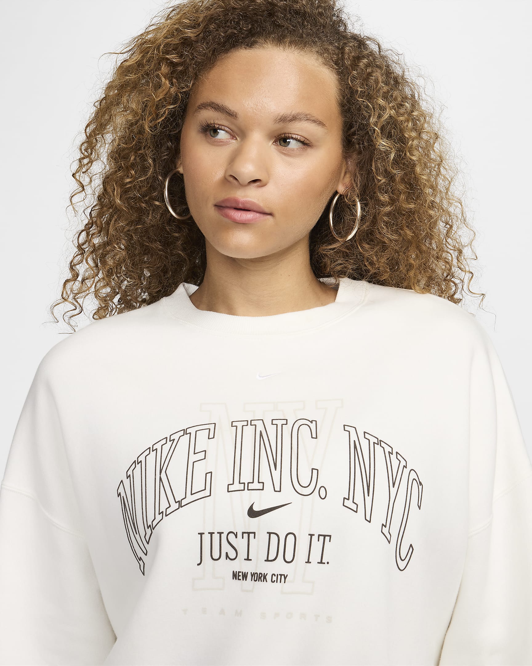 Nike Sportswear Phoenix Fleece Women's Over-Oversized Crew-Neck Graphic Sweatshirt - Sail