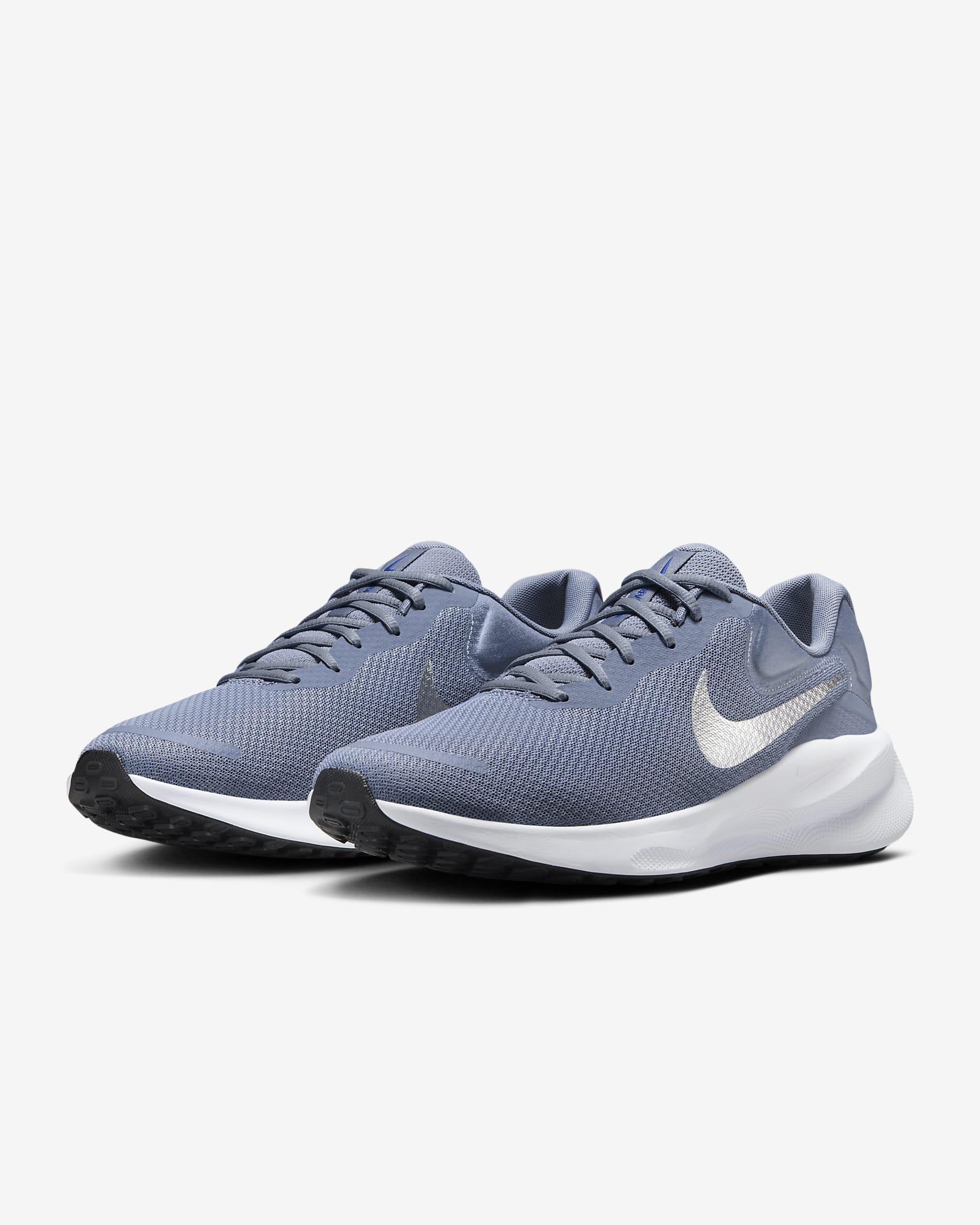 Sapatilhas de running para estrada Nike Revolution 7 para homem - Ashen Slate/Branco/Hyper Royal/Prateado metalizado