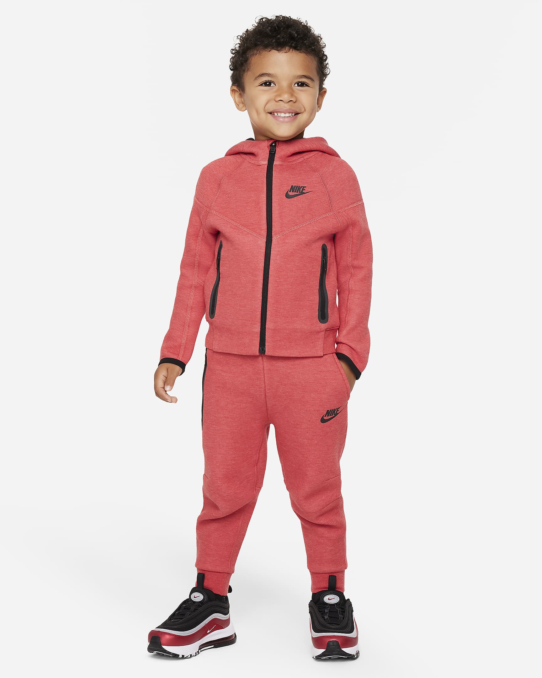 Nike Sportswear Tech Fleece Full-Zip Set Conjunto de dos piezas de sudadera con capucha - Infantil - Rojo jaspeado