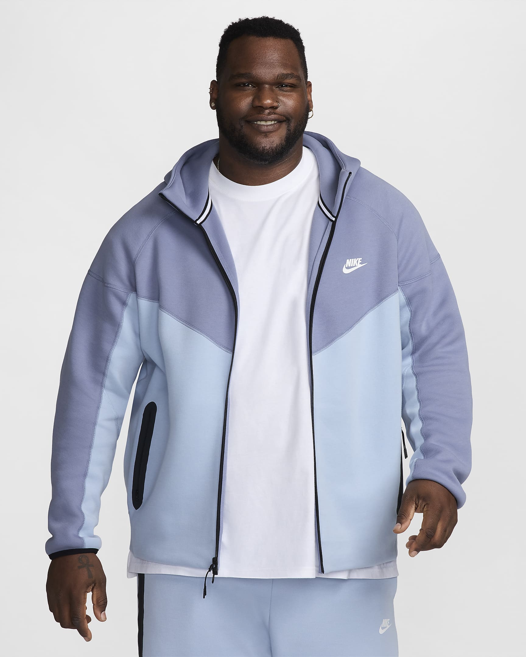 Nike Sportswear Tech Fleece Windrunner Men's Full-Zip Hoodie - Light Armory Blue/Ashen Slate/White