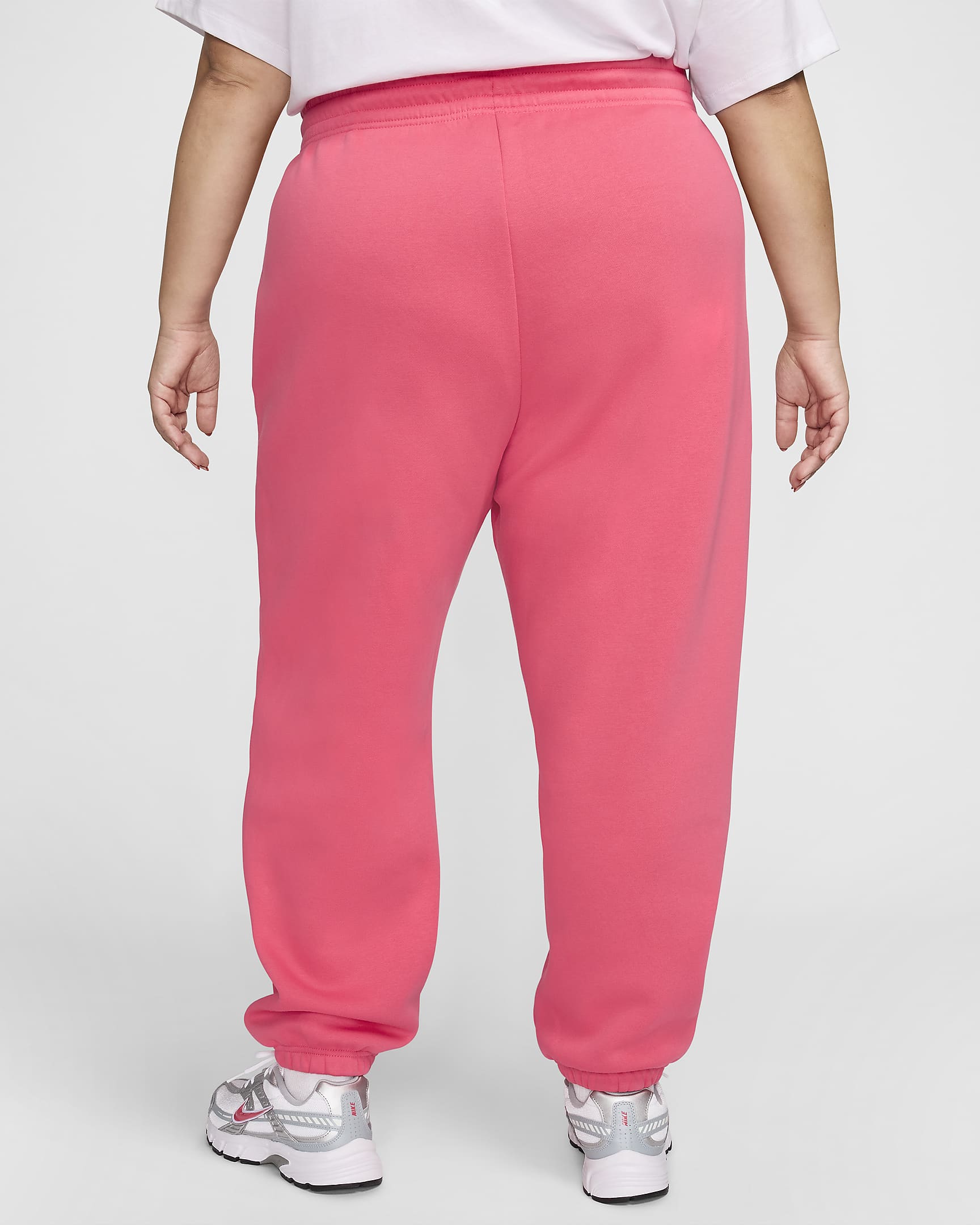 Nike Sportswear Phoenix Fleece Women's High-Waisted Oversized Tracksuit Bottoms (Plus Size) - Aster Pink/Sail