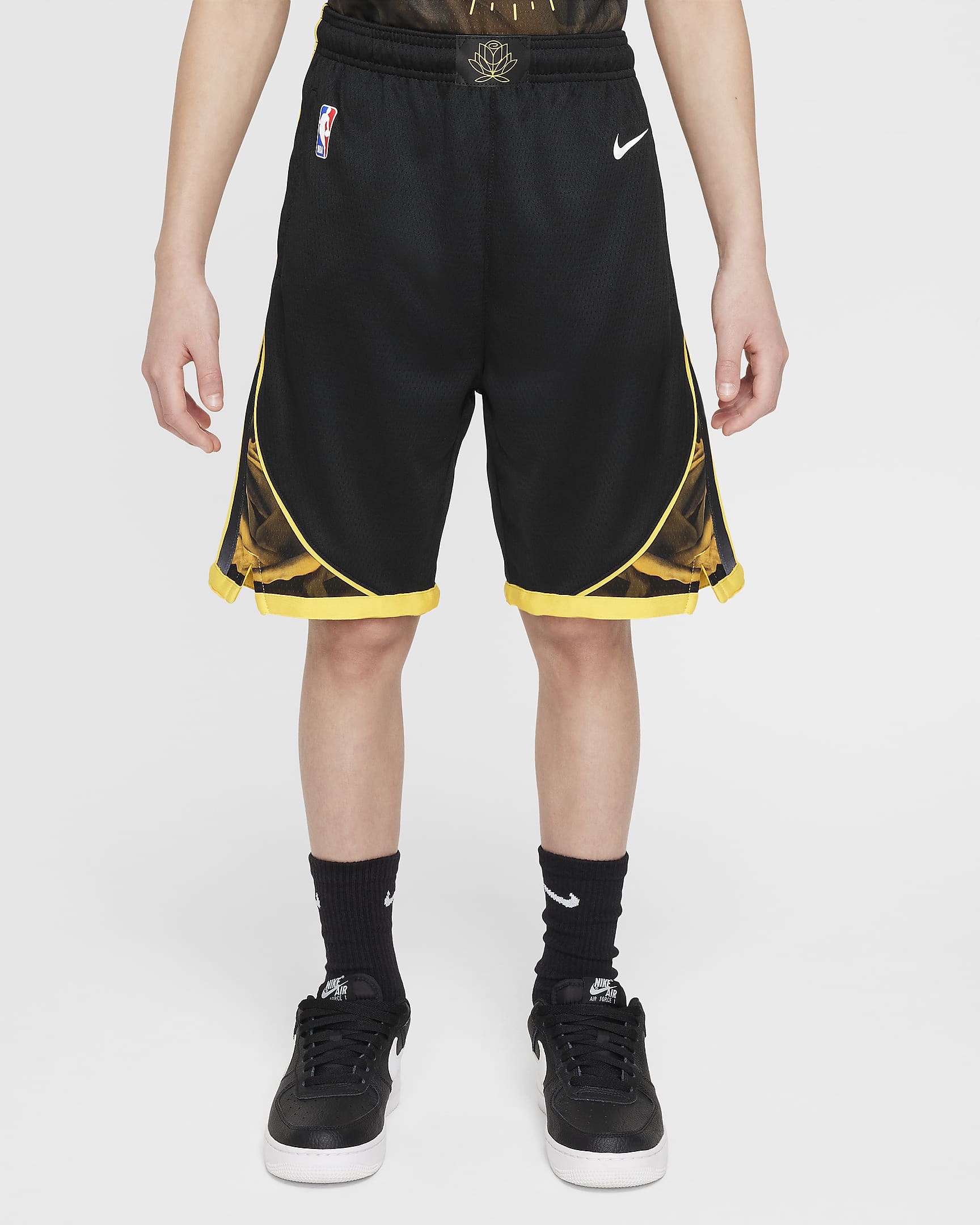 Golden State Warriors Nike Dri-FIT NBA Swingman Shorts für ältere Kinder - Schwarz