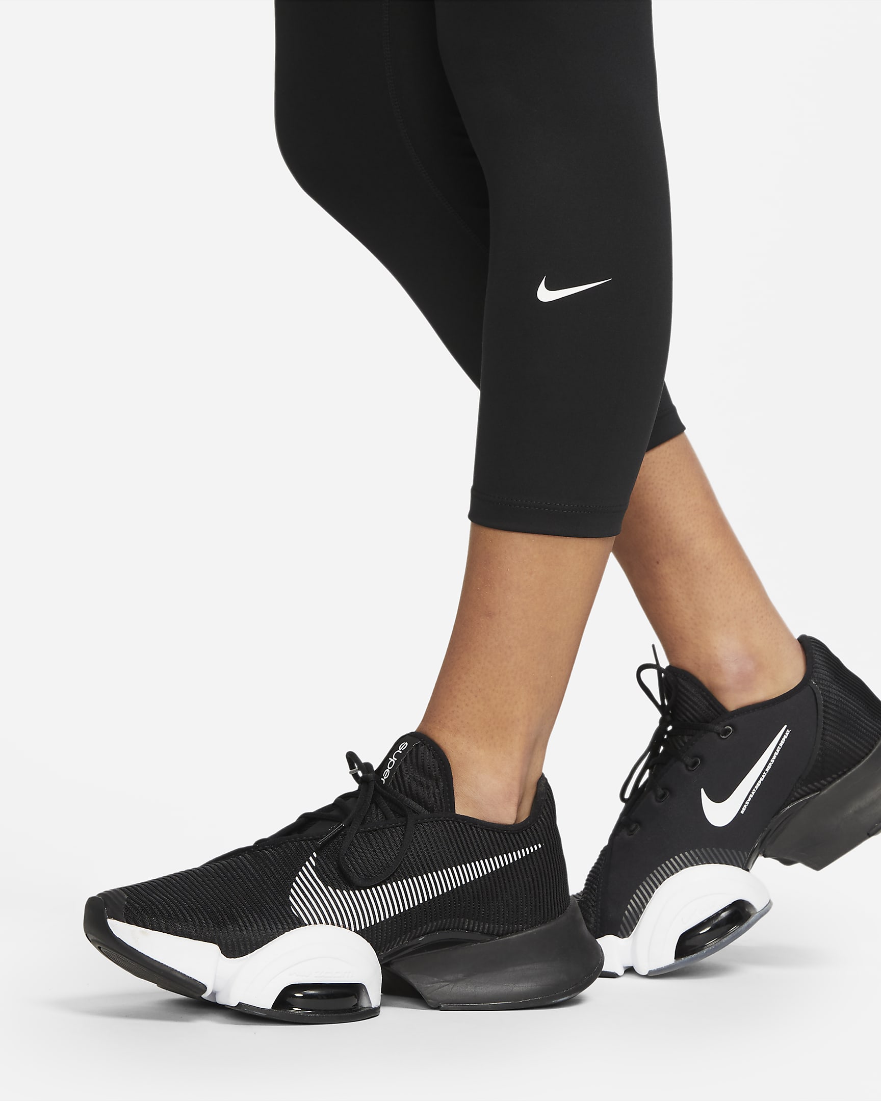 Nike One 3/4-Leggings mit hohem Bund und Damen - Schwarz/Weiß