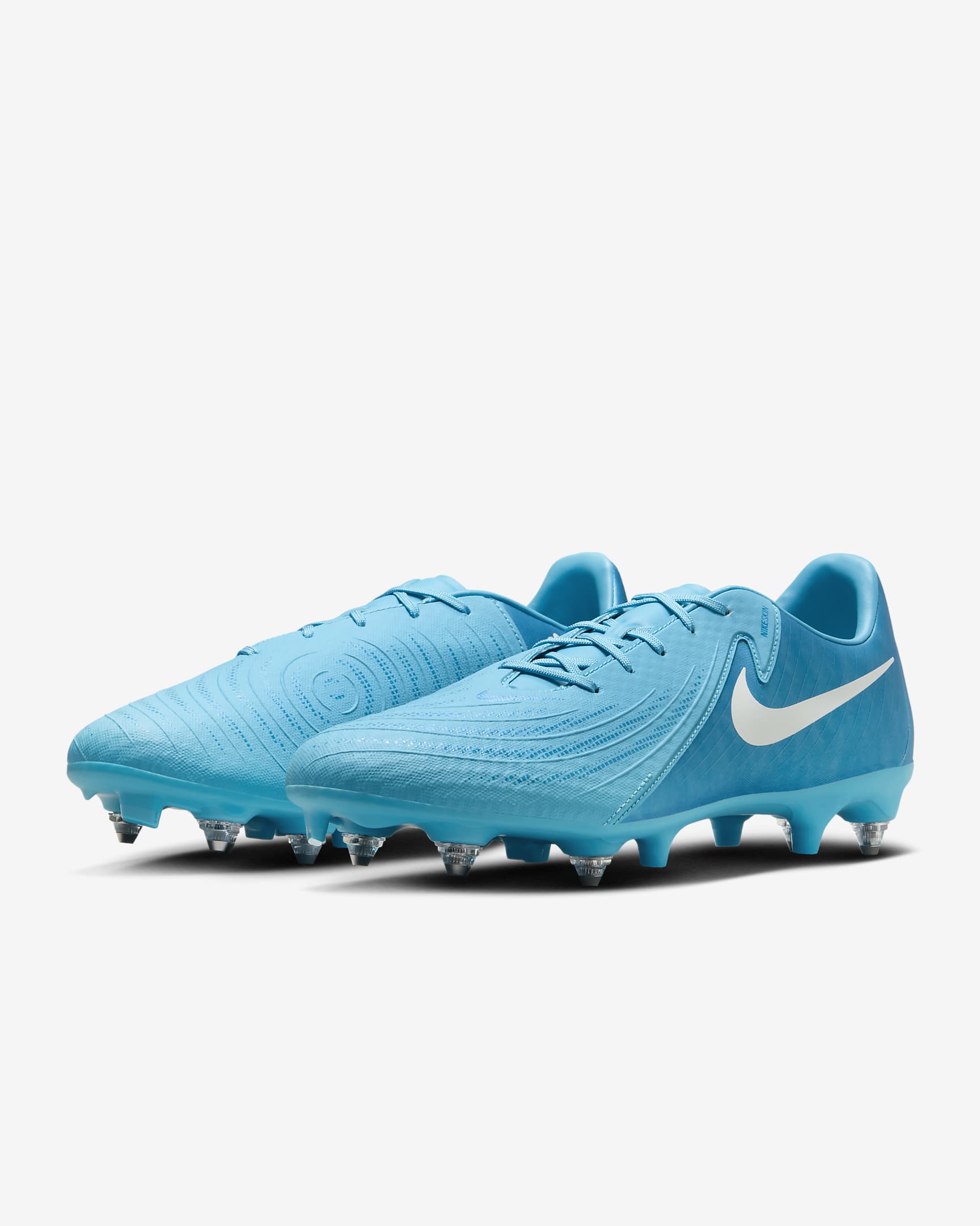 Chaussure de foot à crampons basse pour terrains gras Nike Phantom GX 2 Academy - Blue Fury/Blanc