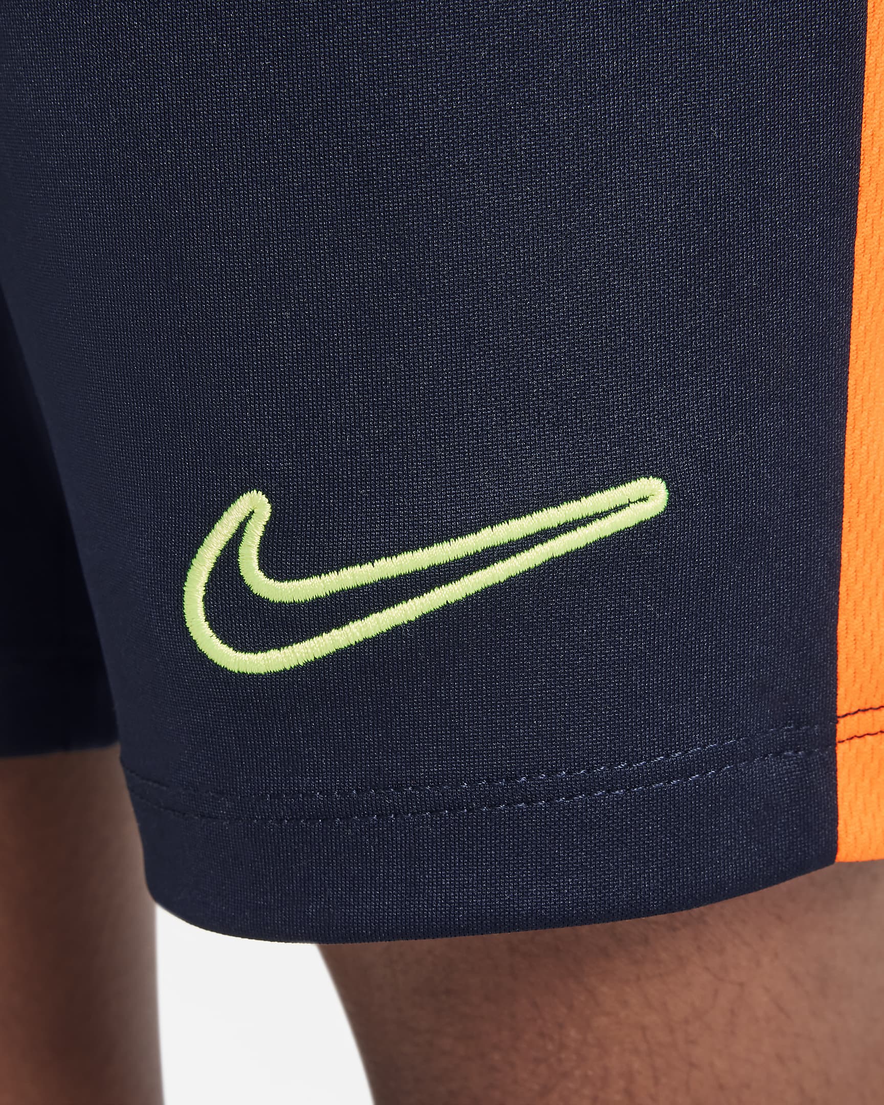 กางเกงฟุตบอลขาสั้นเด็ก Nike Dri-FIT Academy23 - Dark Obsidian/Total Orange/Volt