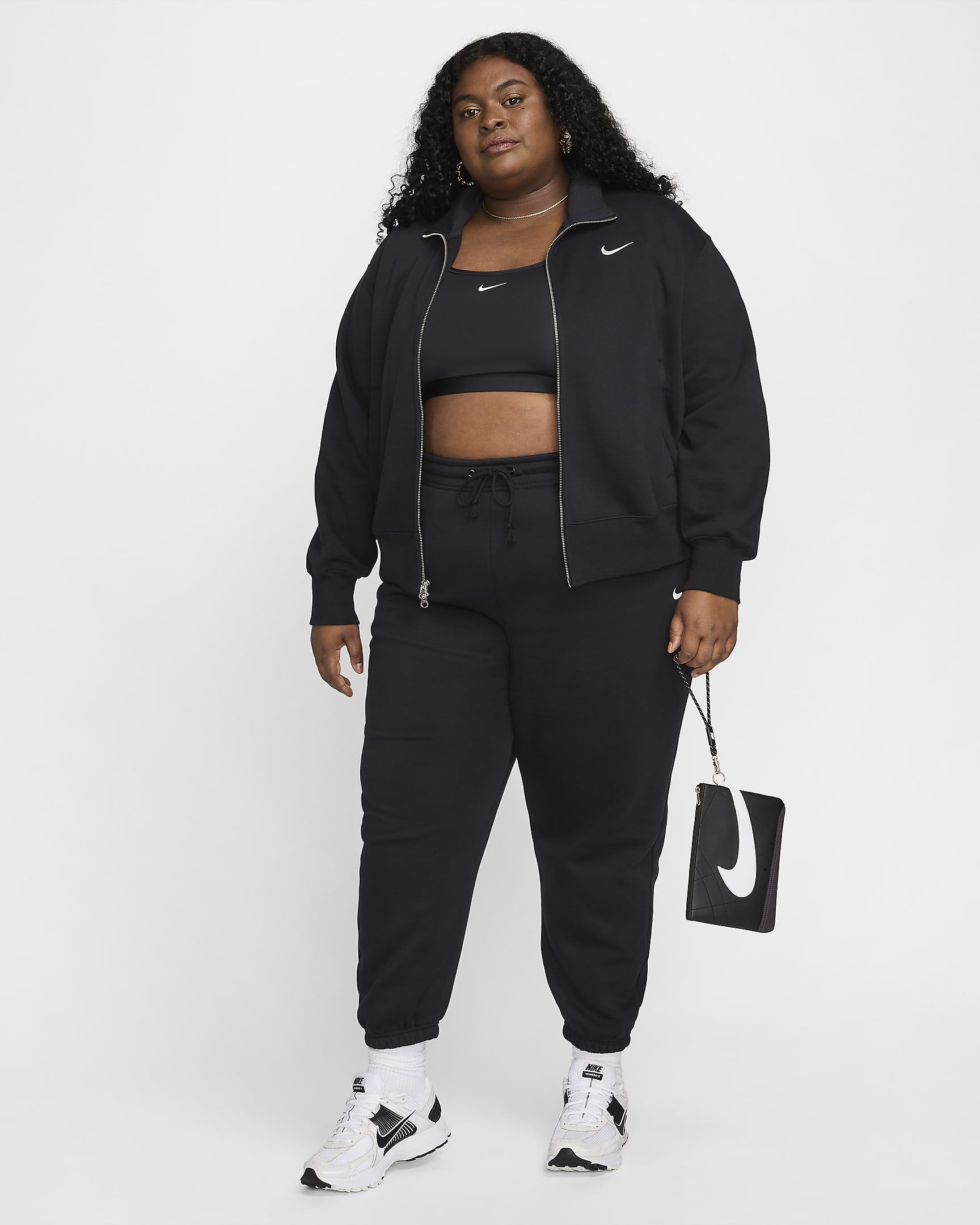 Nike Sportswear Phoenix Fleece Women's Oversized Track Jacket (Plus Size) - Black/Sail