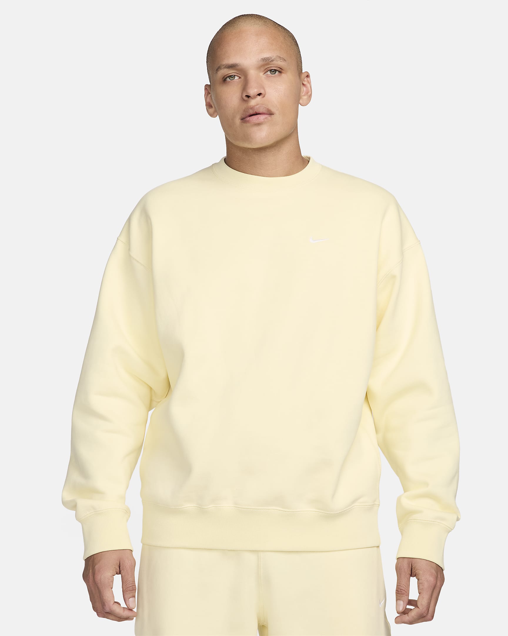 Nike Solo Swoosh Men's Fleece Crew - Alabaster/White