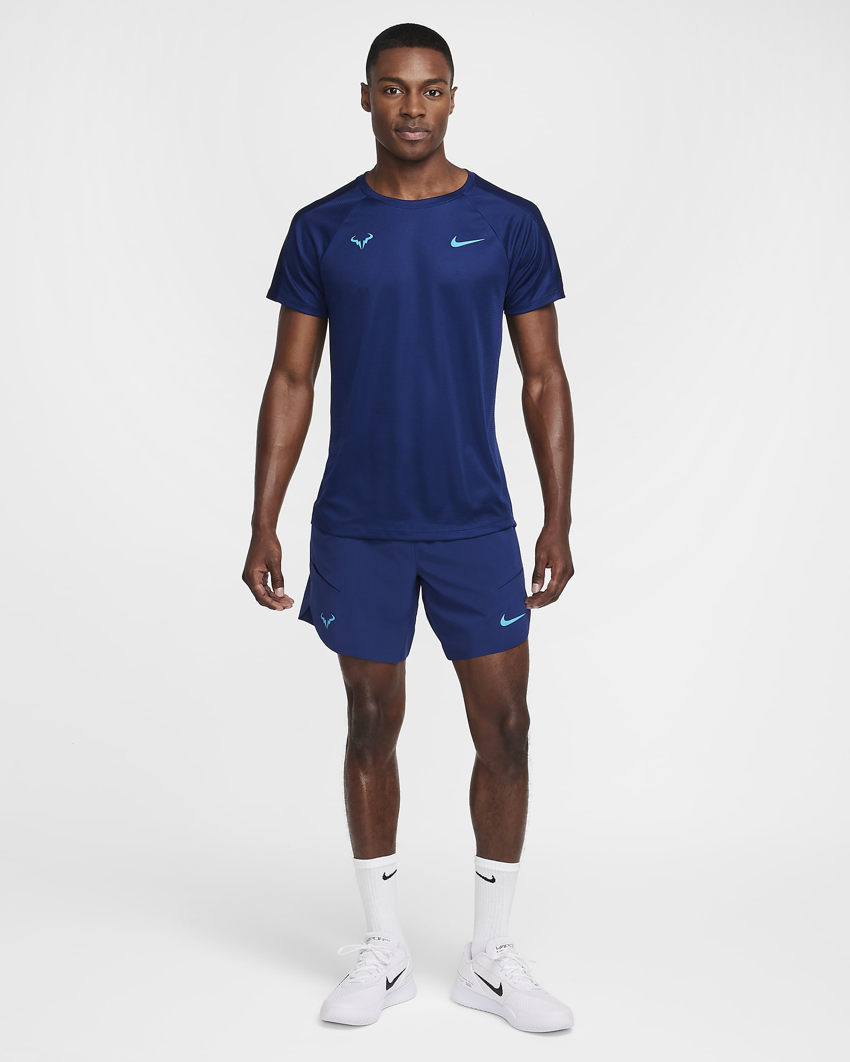 Rafa Challenger Nike Dri-FIT Kurzarm-Tennisoberteil für Herren - Blue Void/Laser Blue