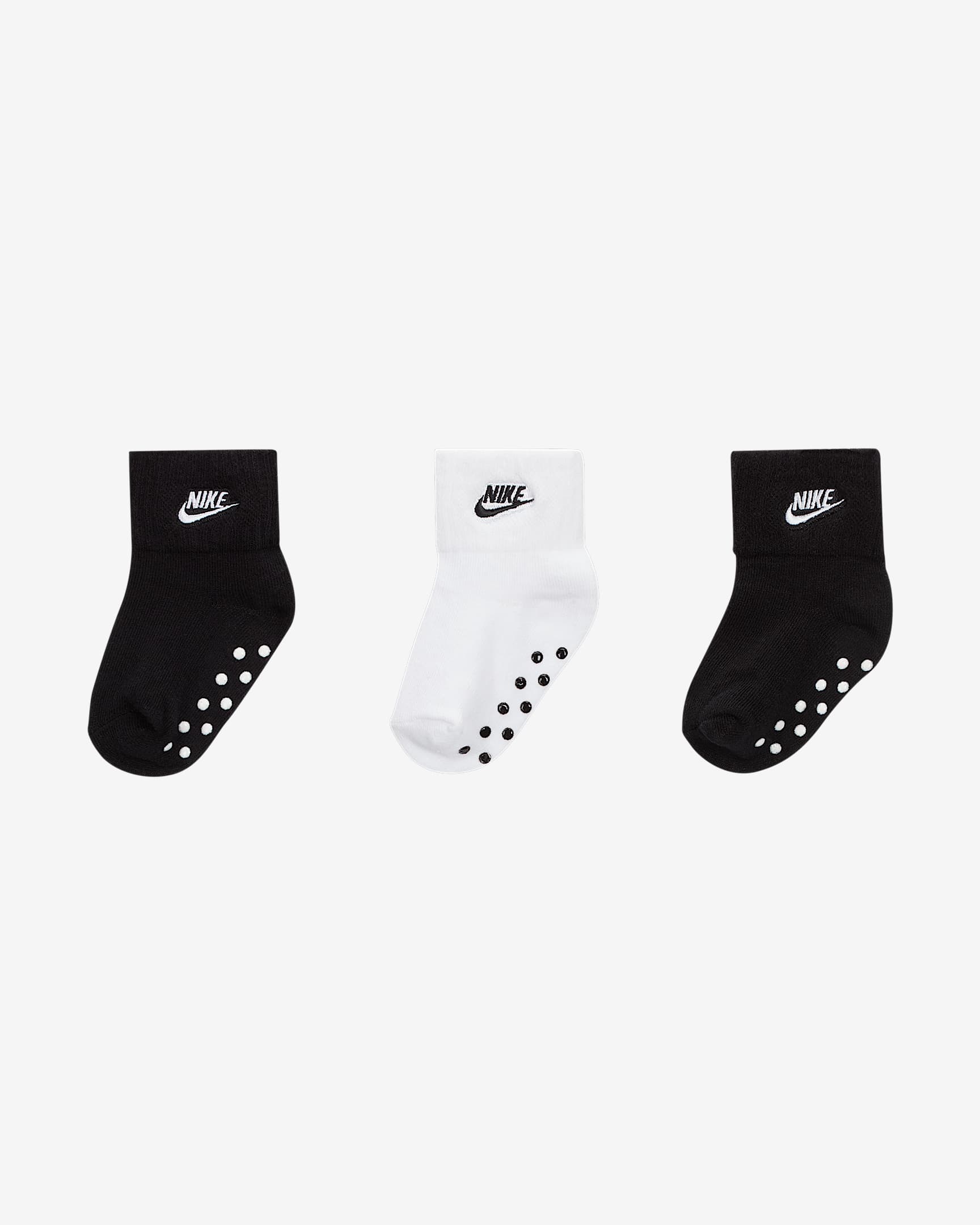 Nike Core Futura Ankle Socks (3-Pack) Baby (12-24M) Socks - Black/Black/White