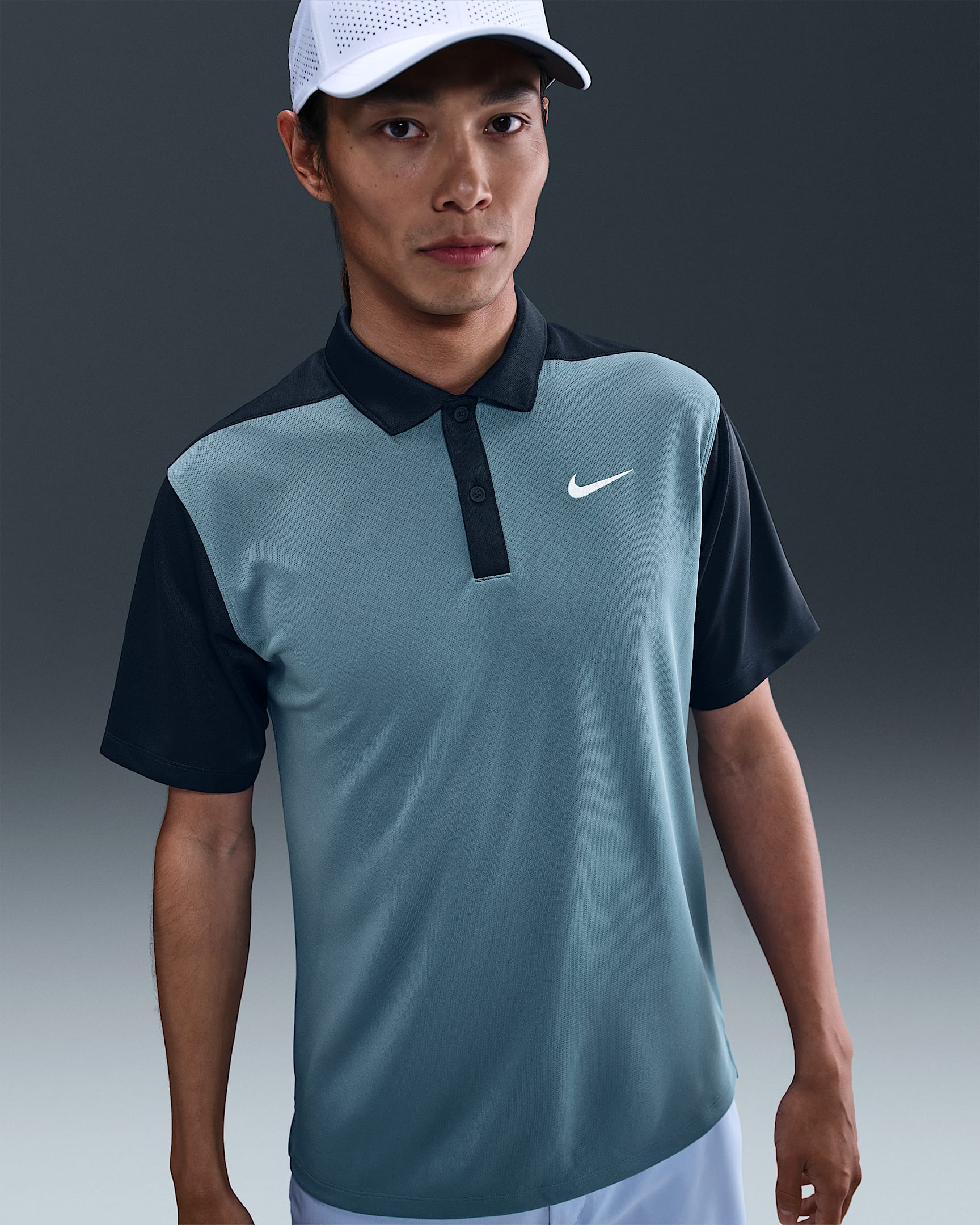 Nike Victory+ Men's Dri-FIT Golf Polo - Smoky Blue/Obsidian/White