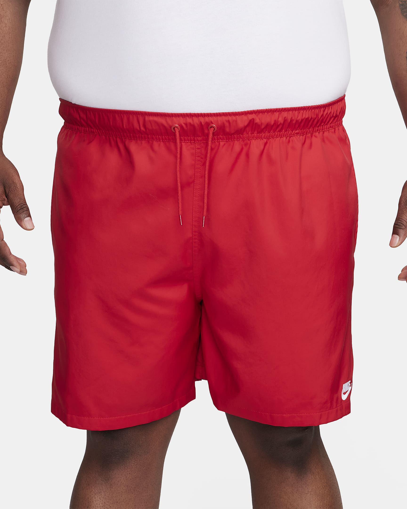 Vævede Nike Club-flow-shorts til mænd - University Red/hvid