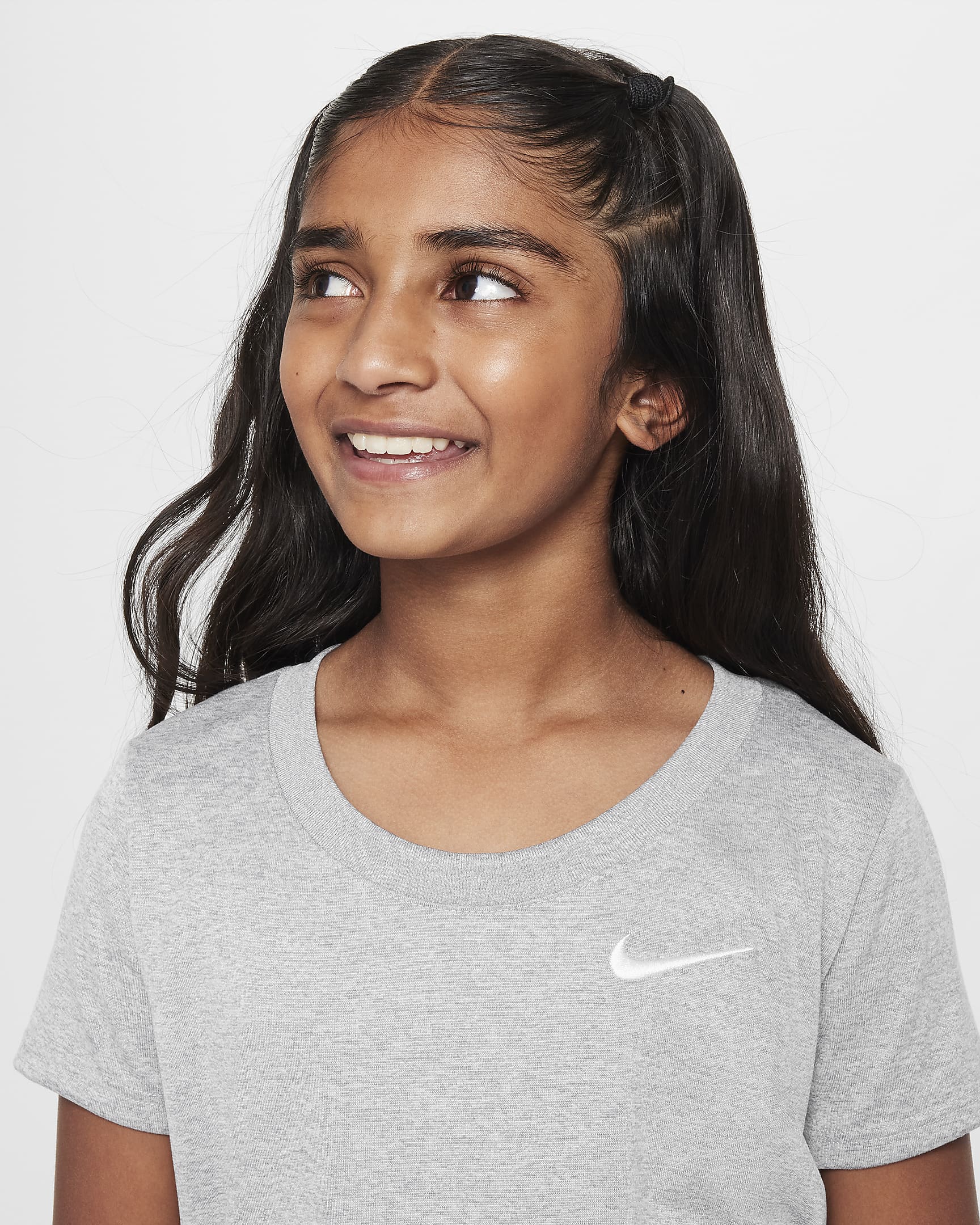 Nike Big Kids' (Girls') Dri-FIT T-Shirt - Tumbled Grey/Flat Silver/Heather