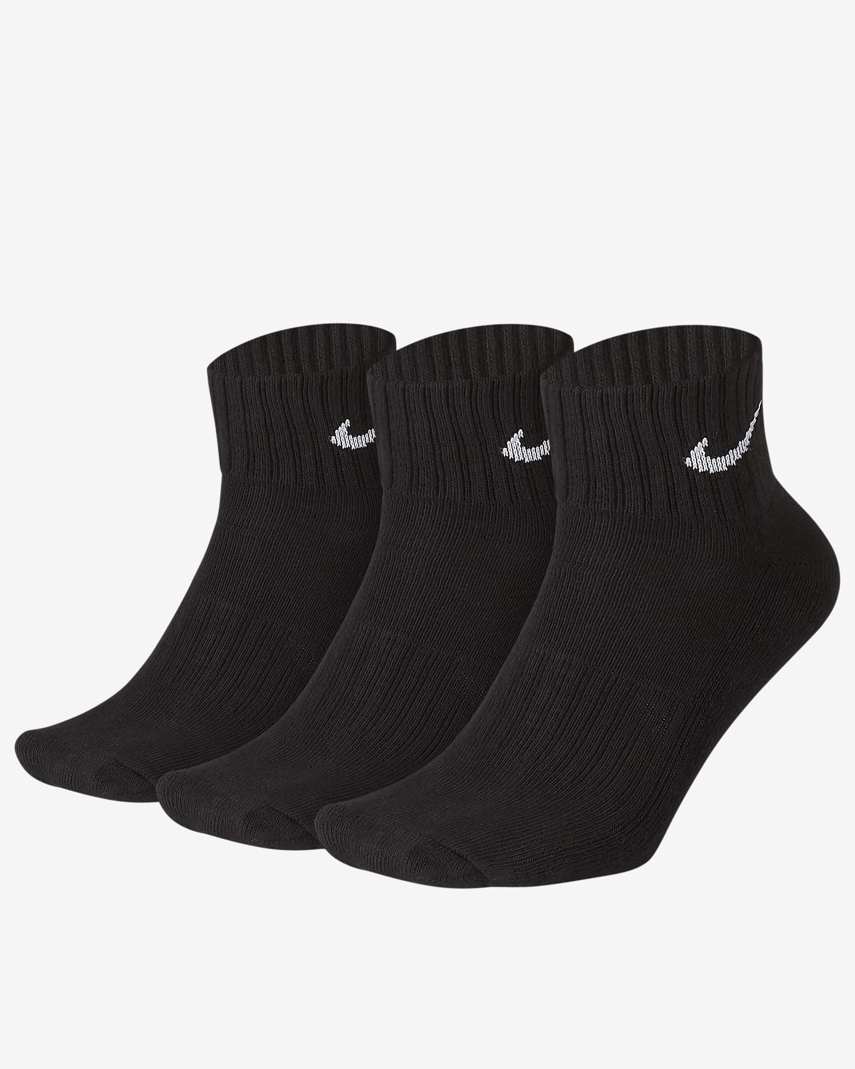 Nike gepolsterte Knöchelsocken (3 Paar) - Schwarz/Weiß