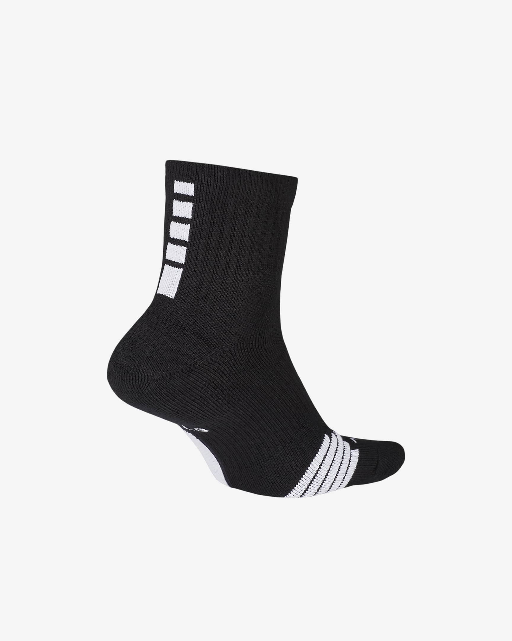 Nike Elite Mid Basketball Socks - Black/White/White