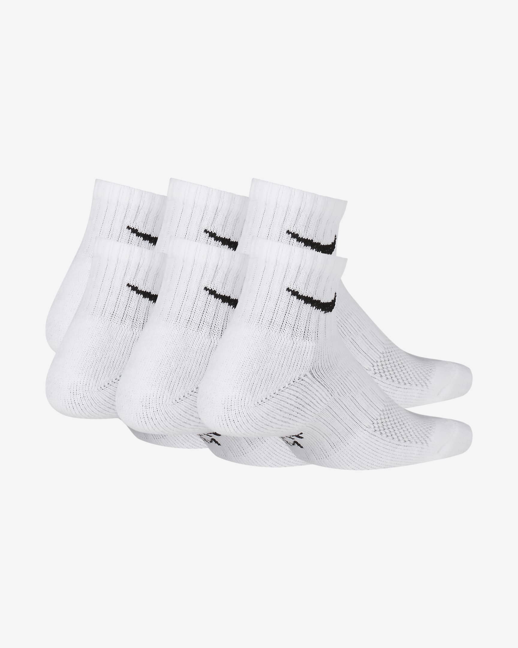 Calcetines al tobillo acolchados para niños Nike Everyday (6 pares) - Blanco/Negro