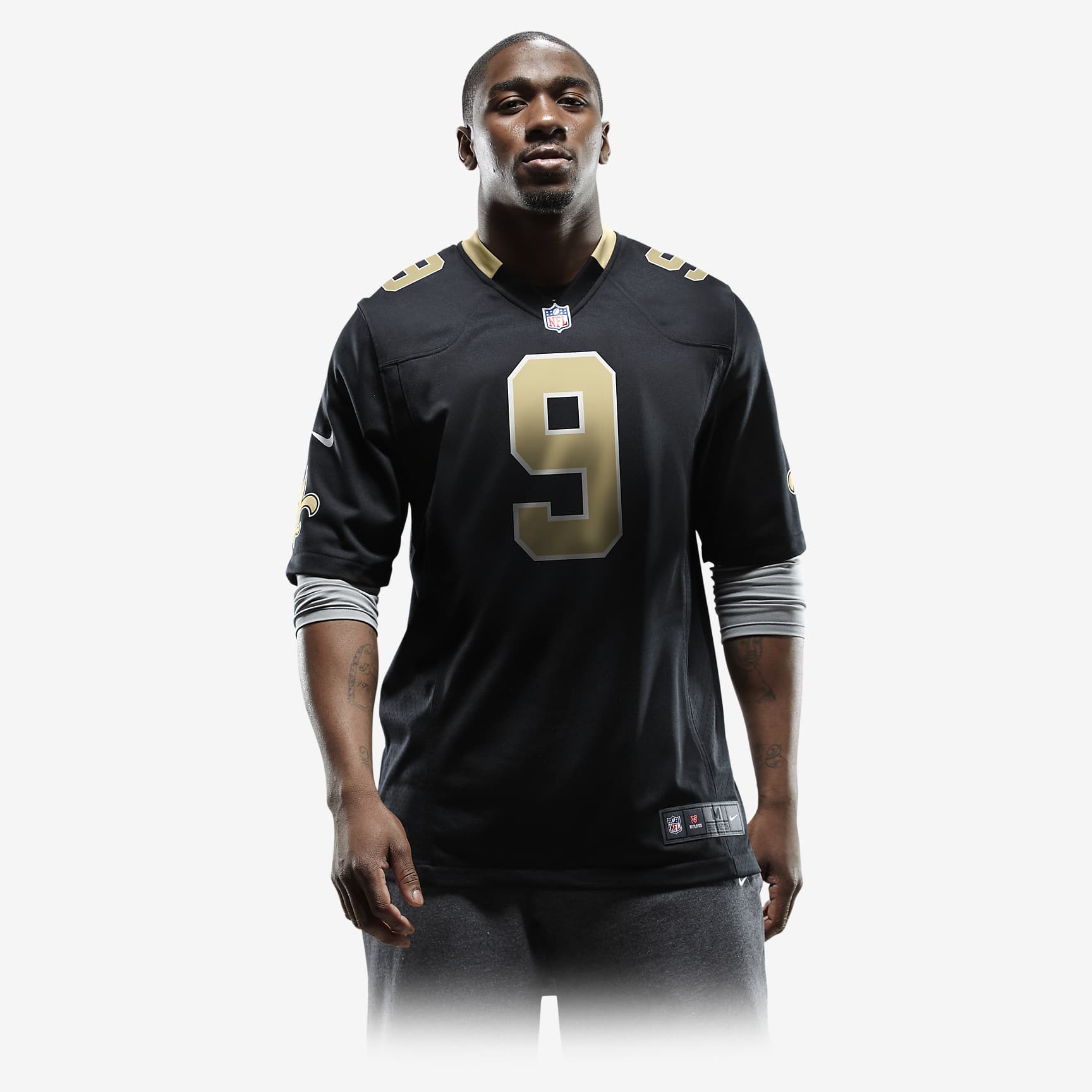 drew brees nike jersey with captains patch