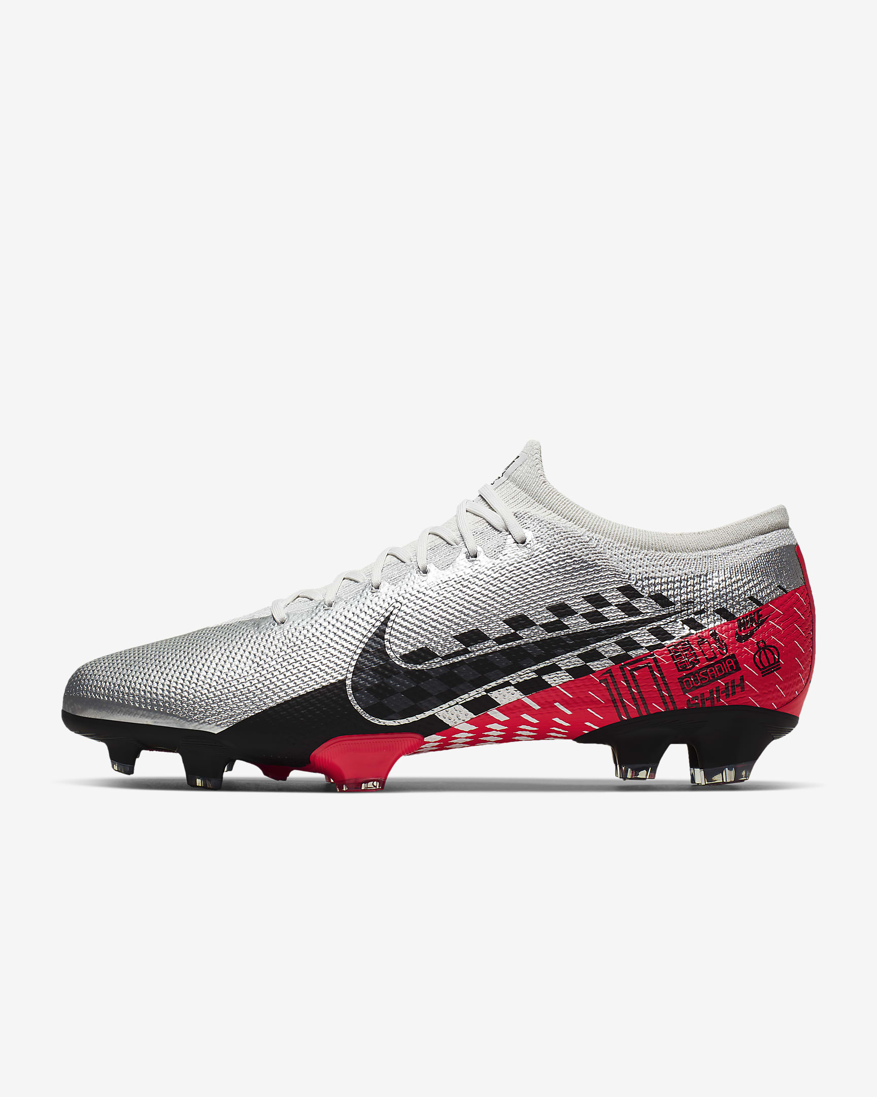 Nike Mercurial Vapor 13 Pro Neymar Jr. FG Firm-Ground Football Boots - Chrome/Red Orbit/Platinum Tint/Black