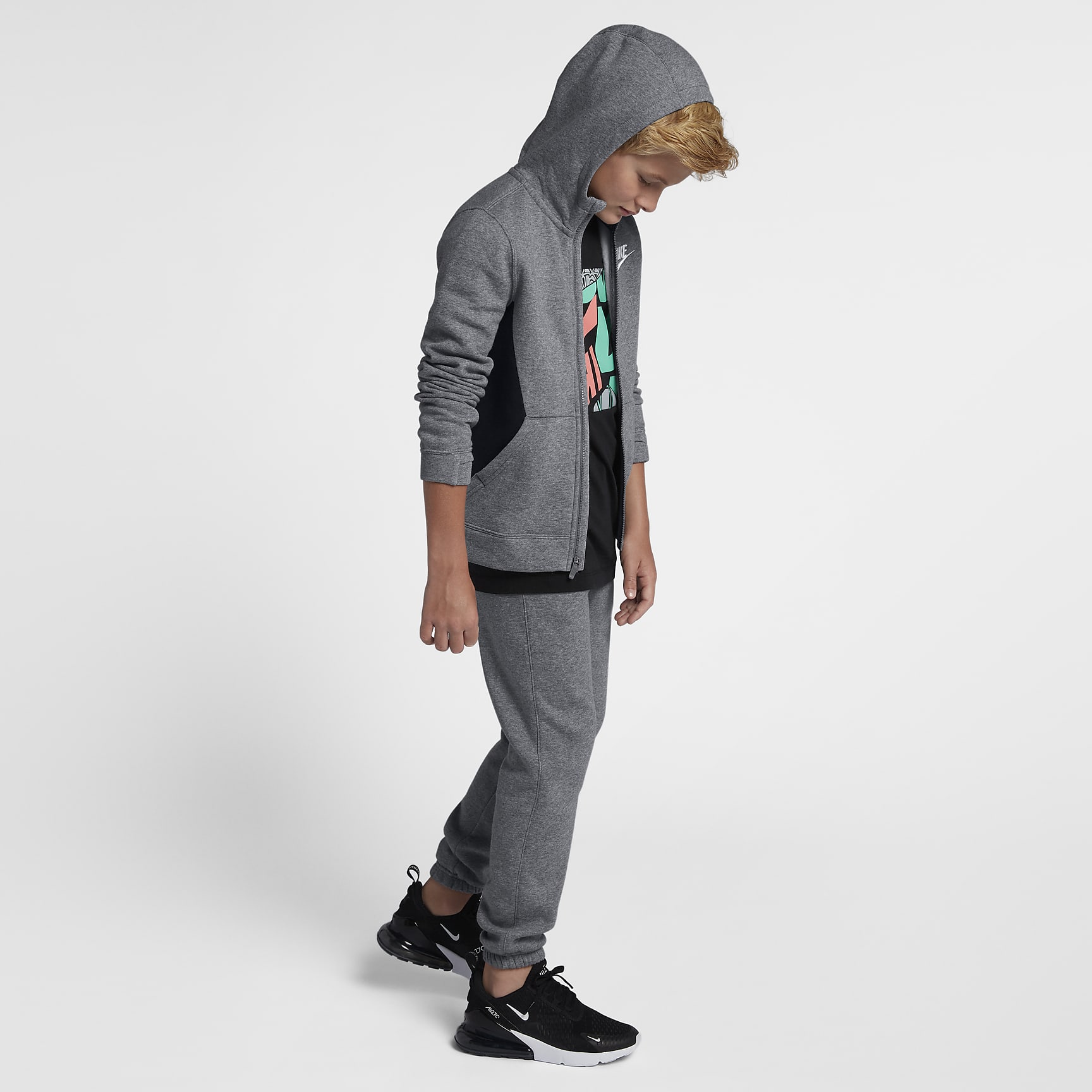 Nike Sportswear tracksuit til store barn (gutt) - Carbon Heather/Svart/Hvit