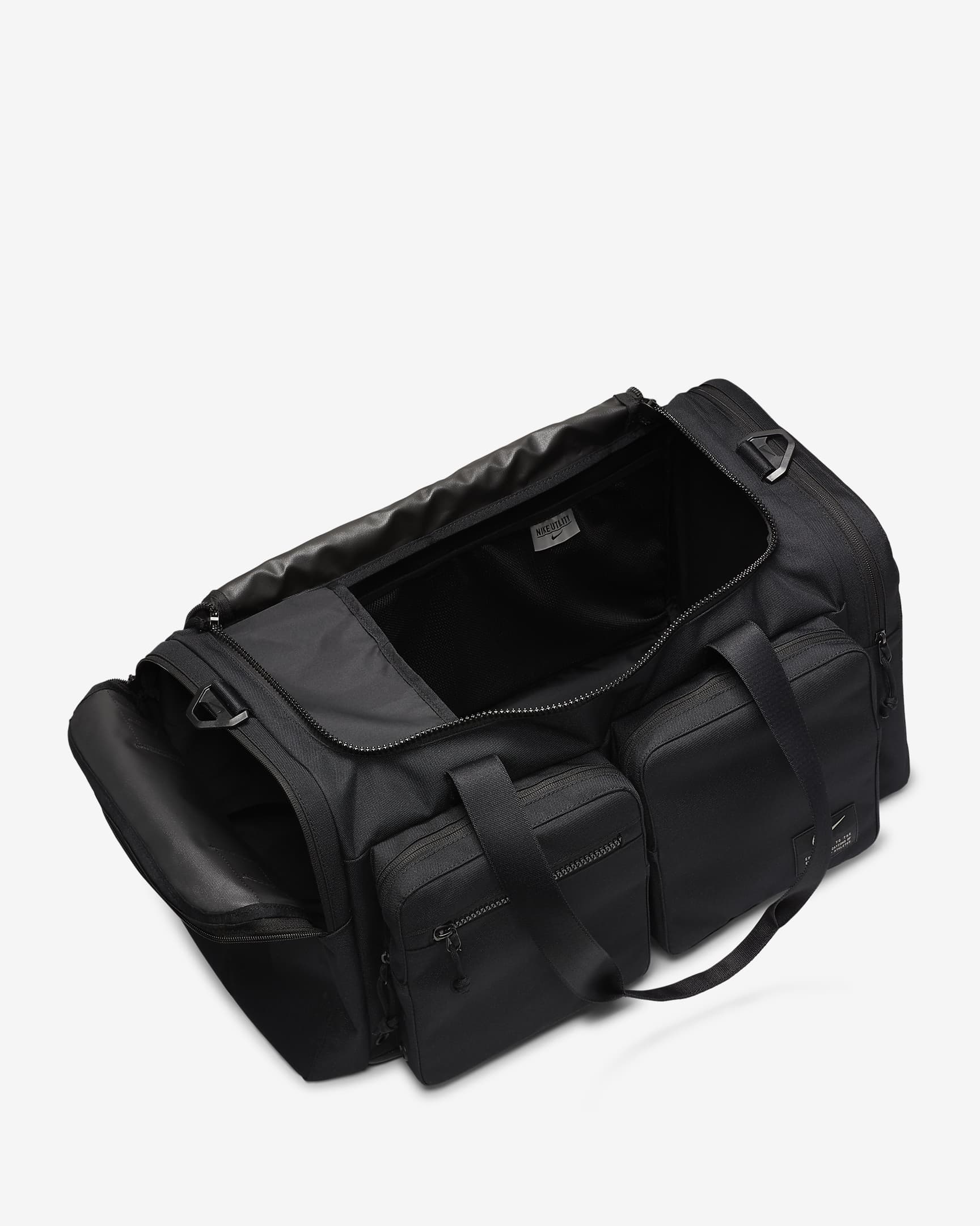 Nike Utility Power Training Duffel Bag (Medium, 51L) - Black/Black/Enigma Stone