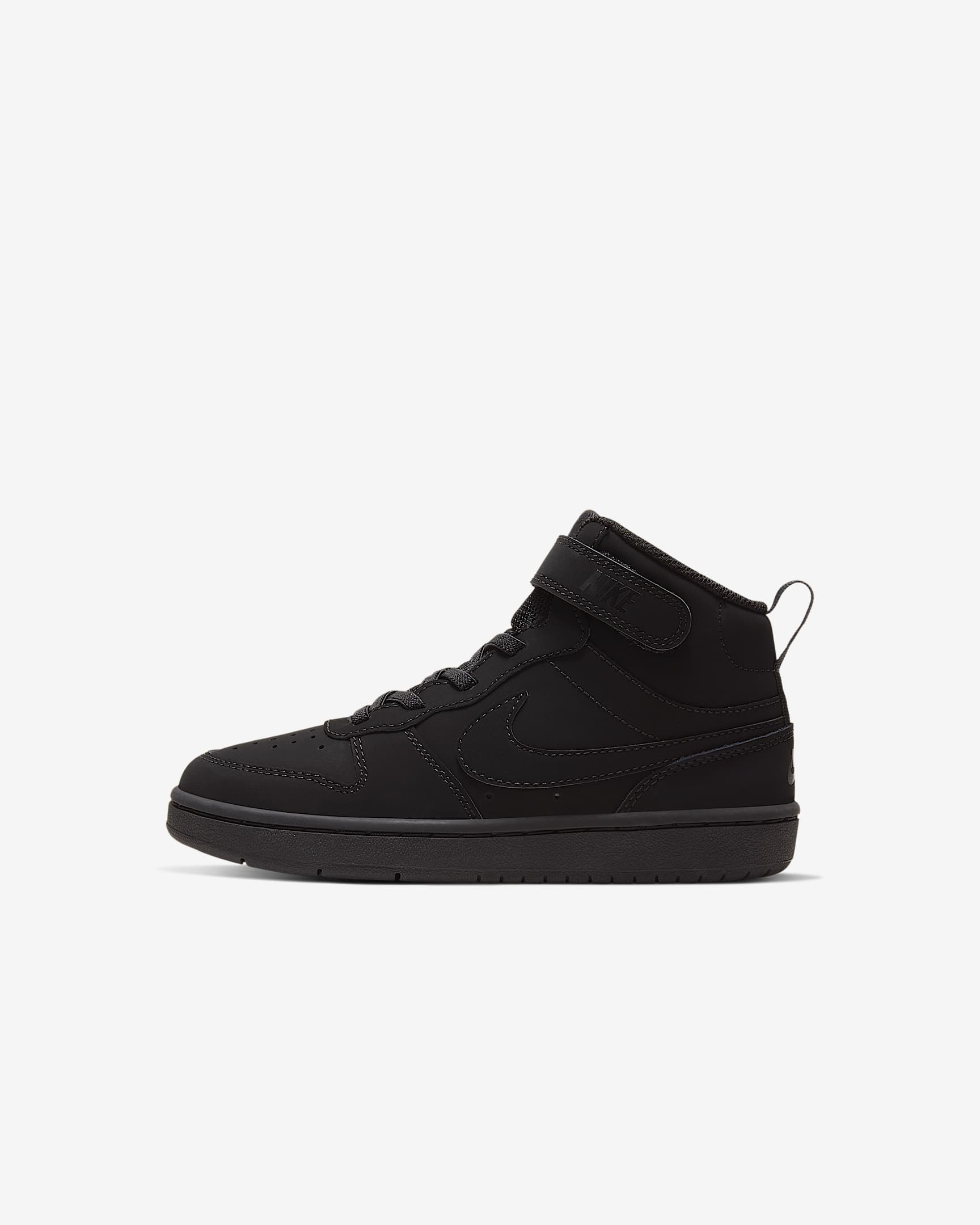 Nike Court Borough Mid 2 Little Kid's Shoes - Black/Black/Black