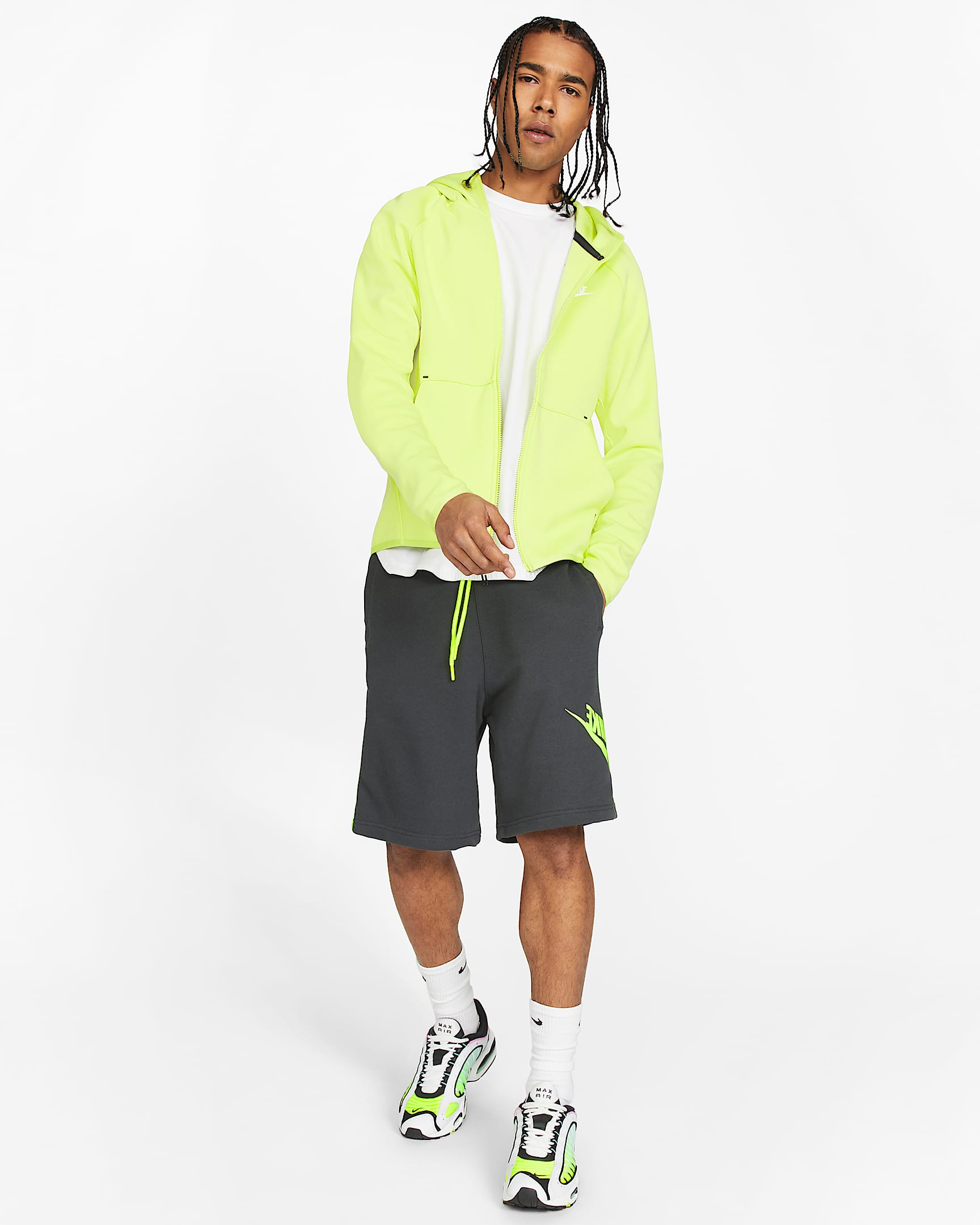 nike french terry shorts yellow