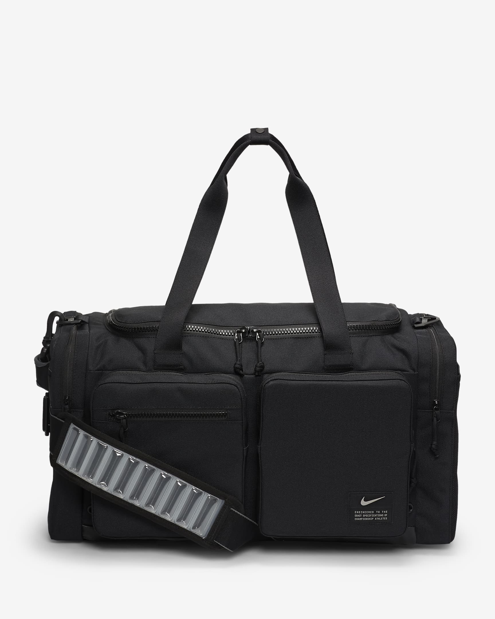 Nike Utility Power Training Duffel Bag (Medium, 51L) - Black/Black/Enigma Stone