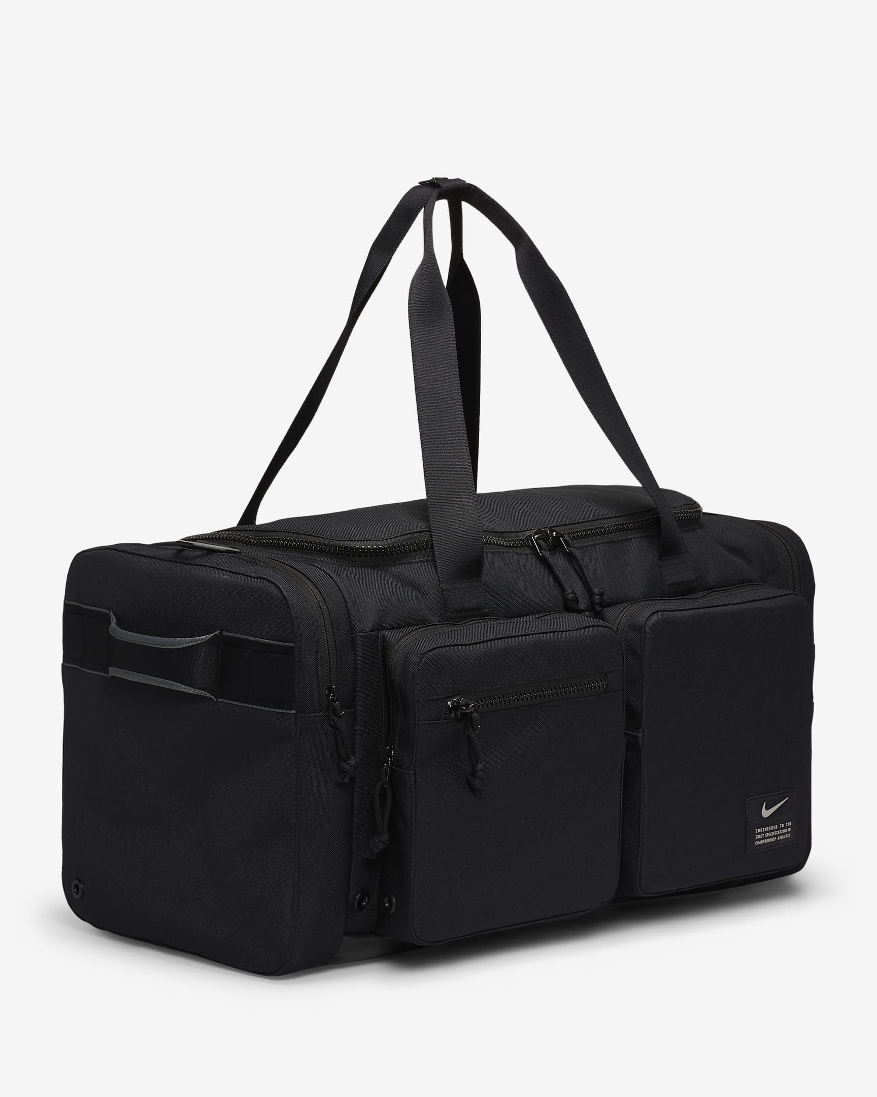 Nike Utility Power Training Duffel Bag (Medium, 51L) - Black/Black/Enigma Stone