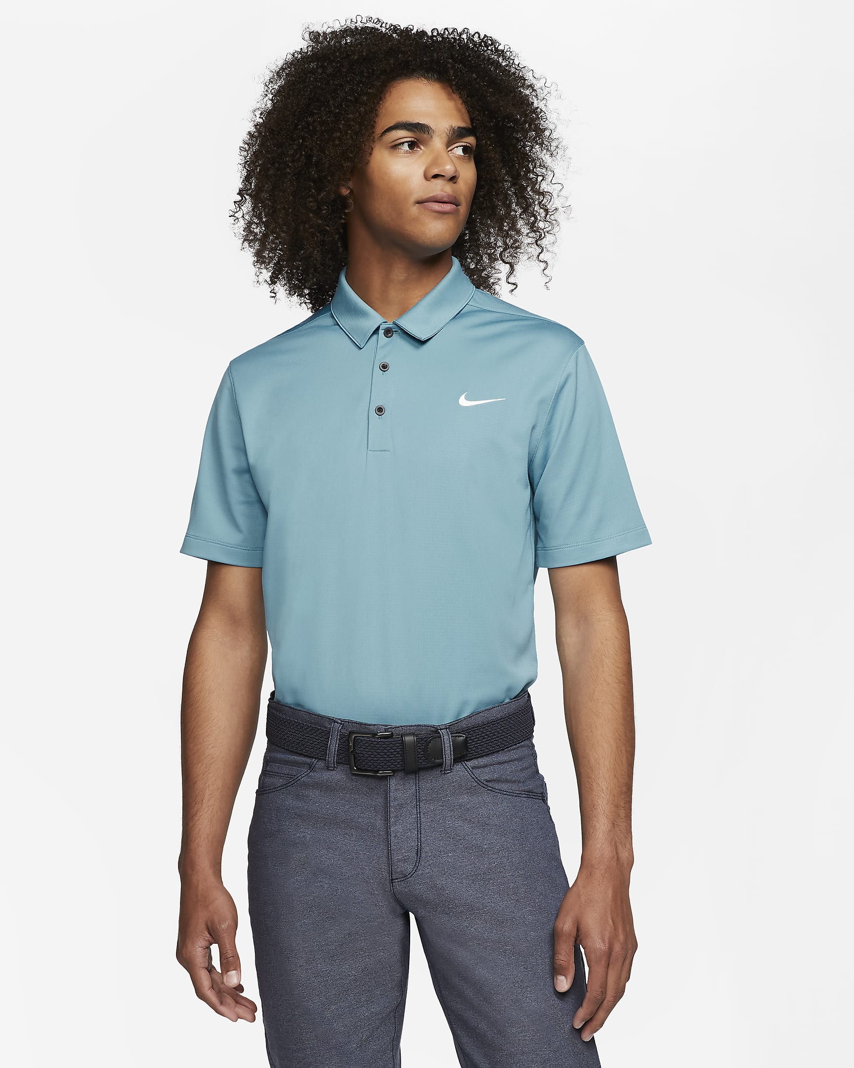 Nike Men's Football Polo - Cerulean/Black/White