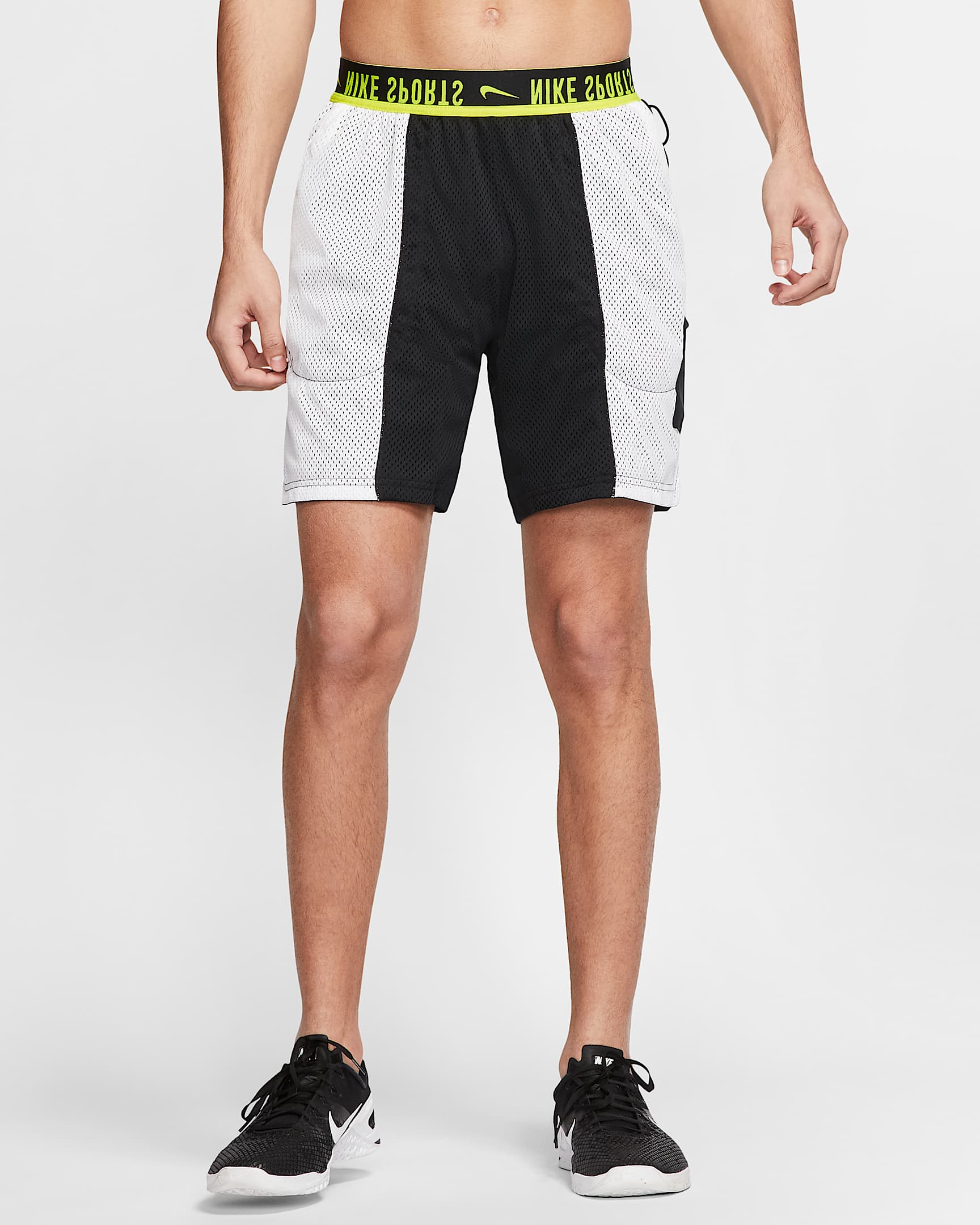 Nike Men's Reversible Training Shorts - Black/White/Lemon Venom/Lemon Venom