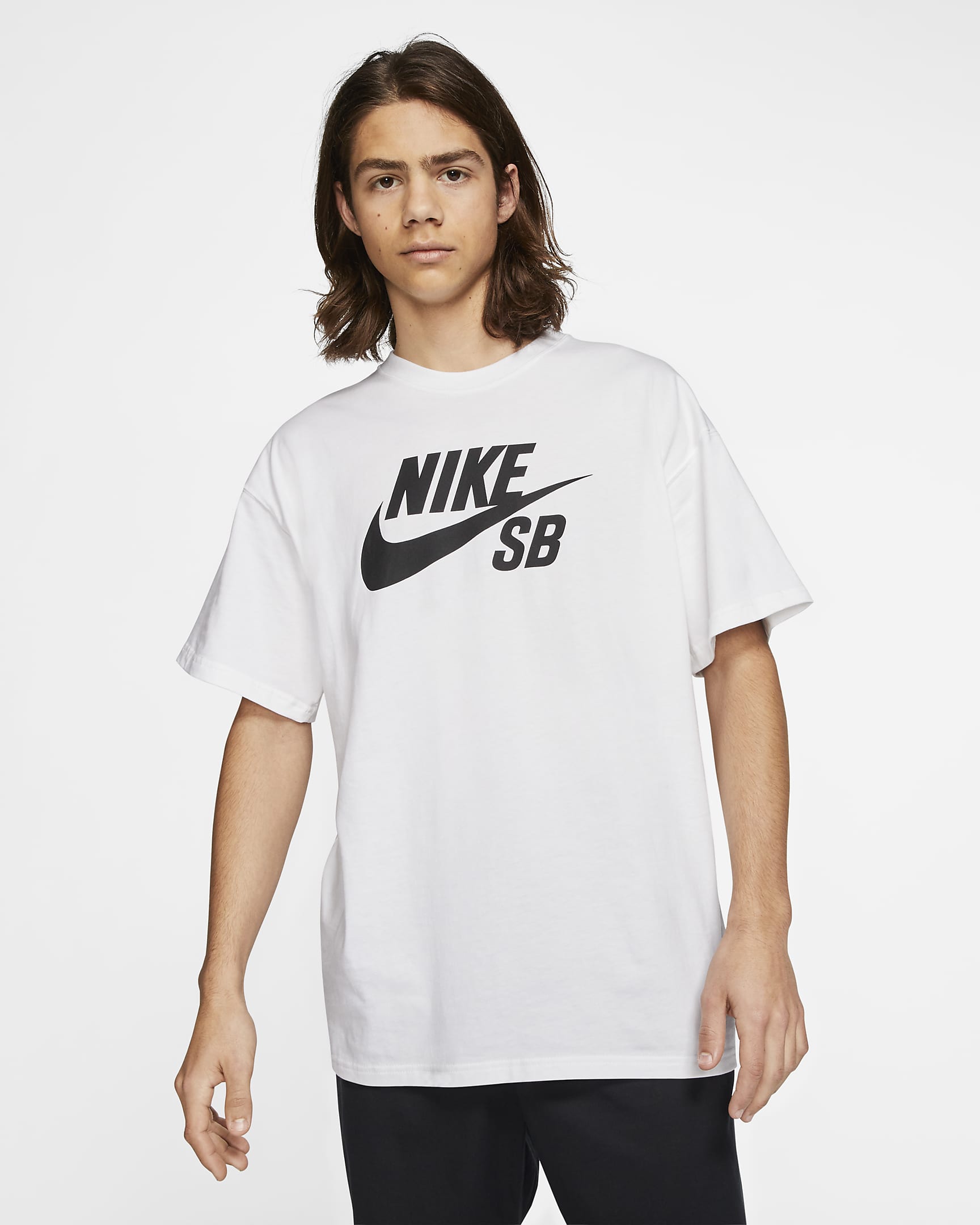 T-shirt da skateboard con logo Nike SB - Bianco/Nero