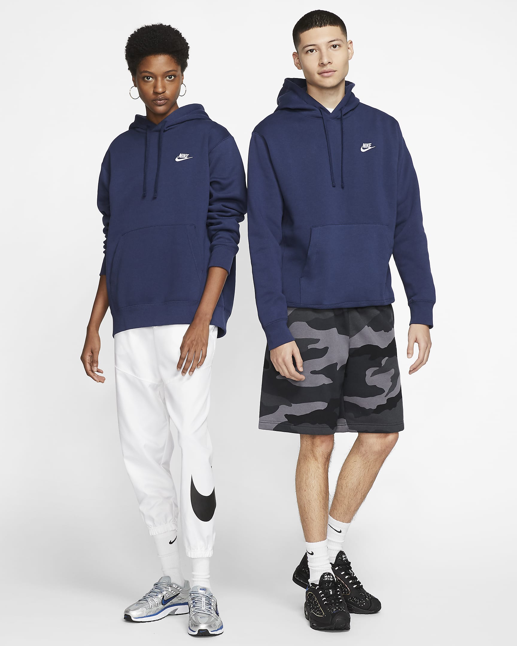 Sweat à capuche Nike Sportswear Club Fleece - Midnight Navy/Midnight Navy/Blanc