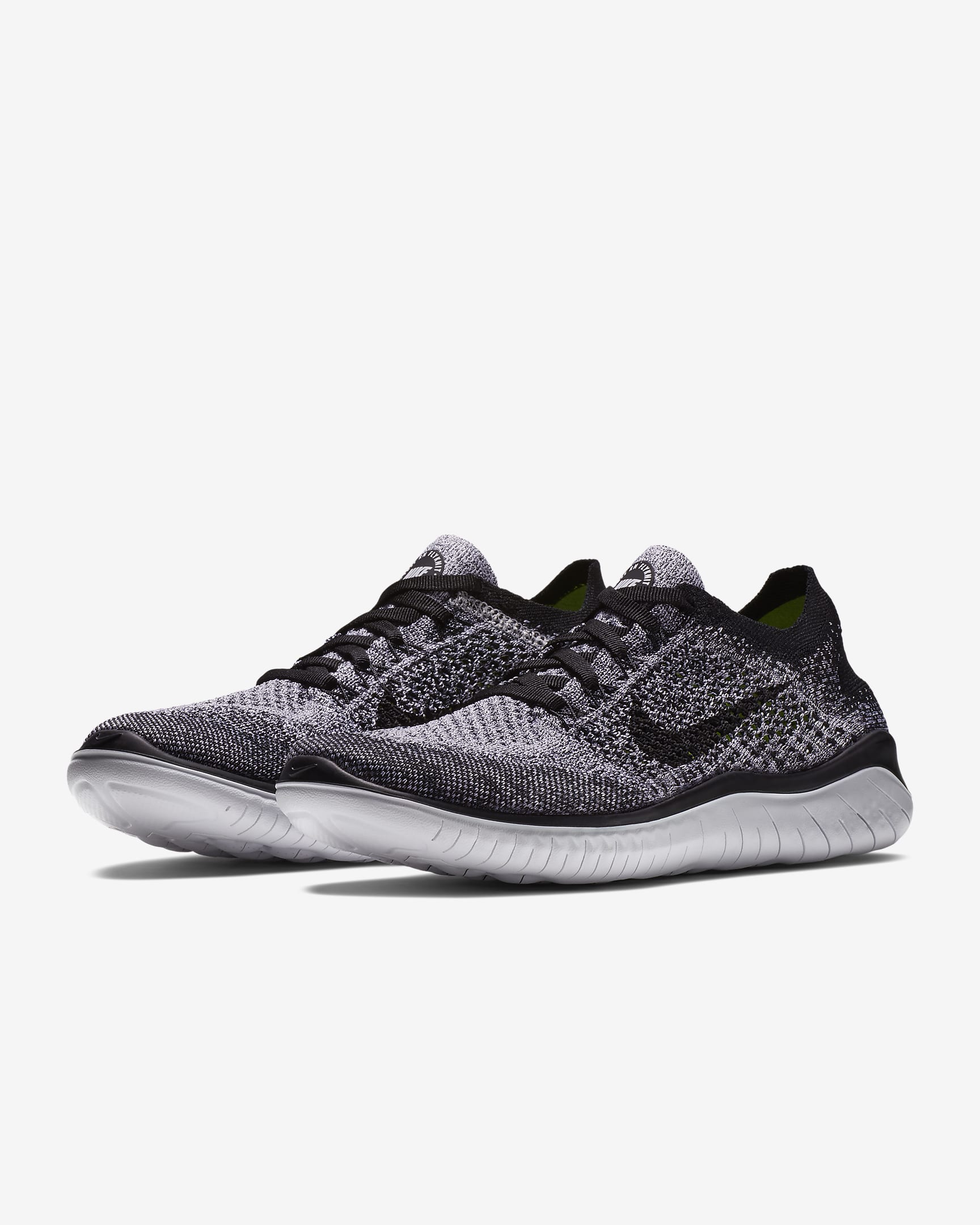 Nike Free Run Flyknit 2018 Women's Running Shoes - White/Black