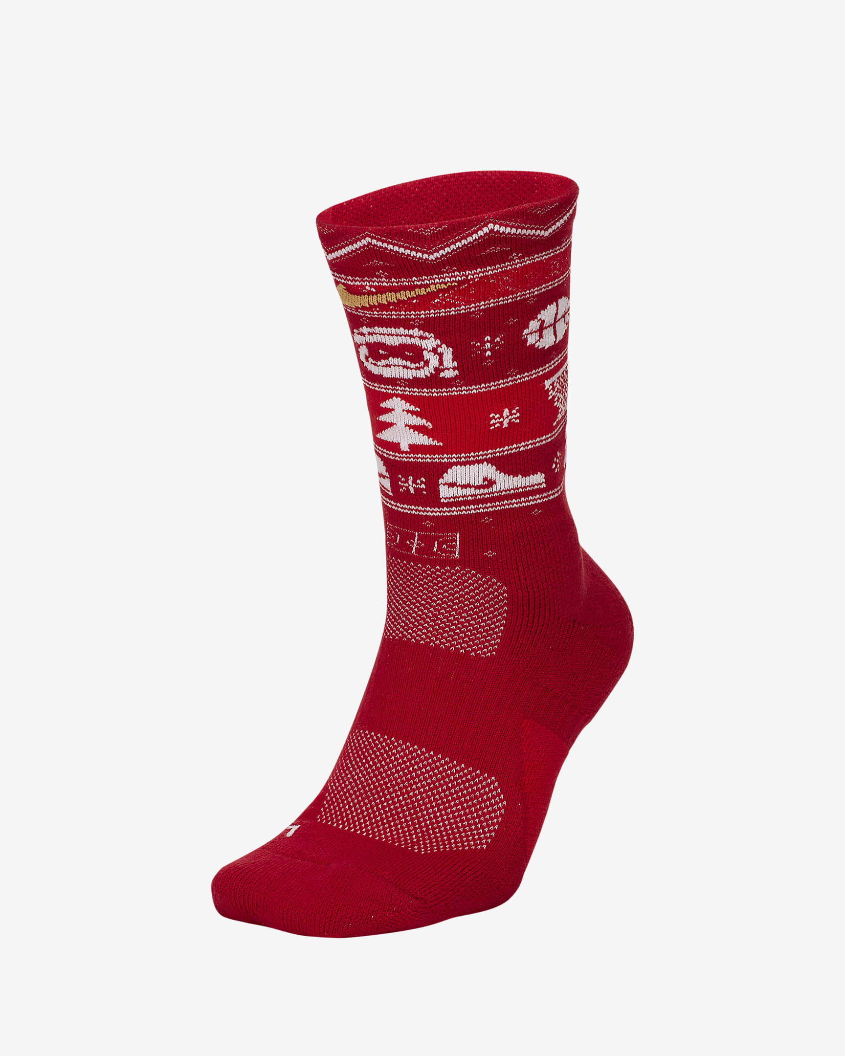 Nike Elite Christmas Crew Socks - Gym Red/White/Club Gold