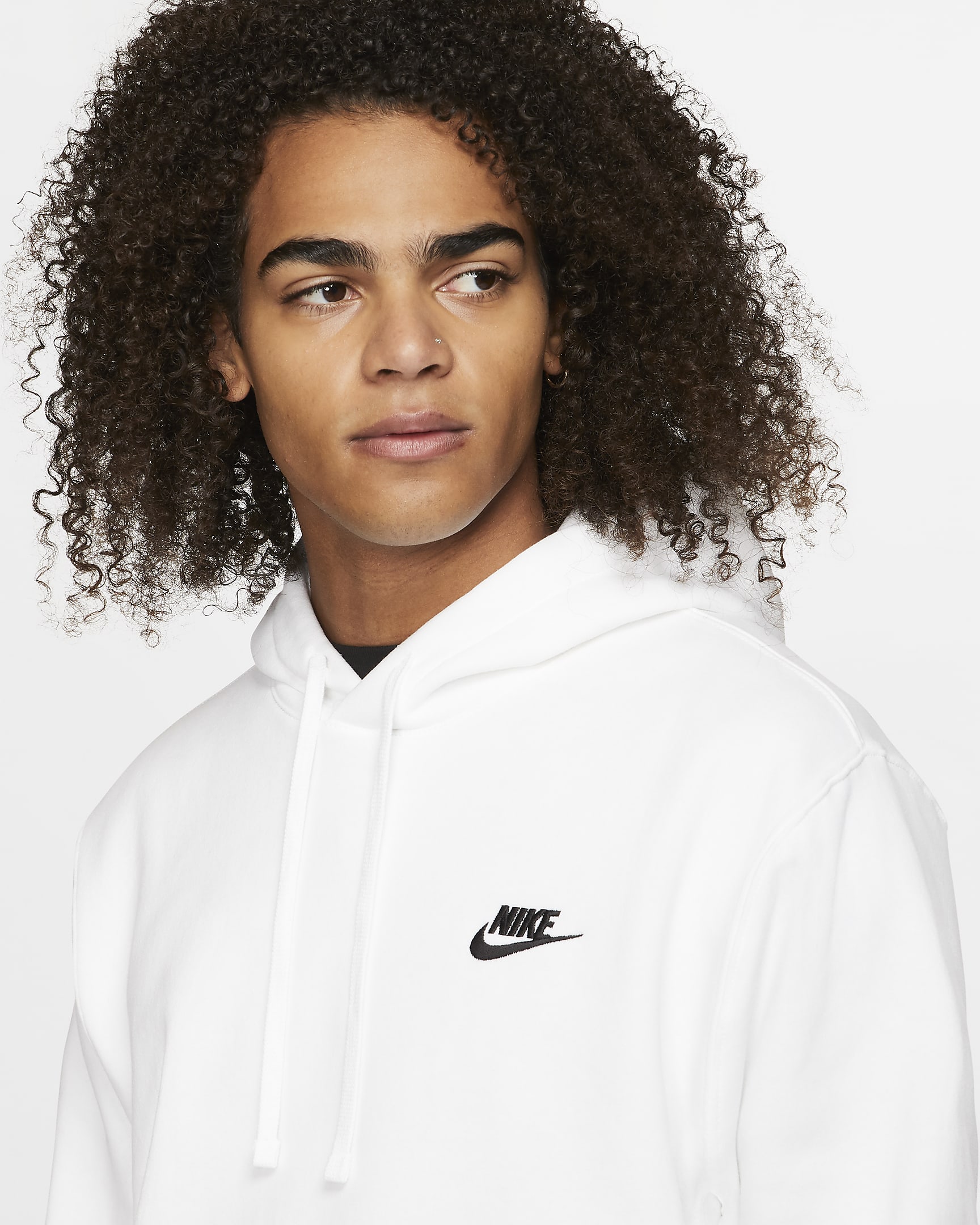 Nike Sportswear Club fleecehettegenser til herre - Hvit/Hvit/Svart