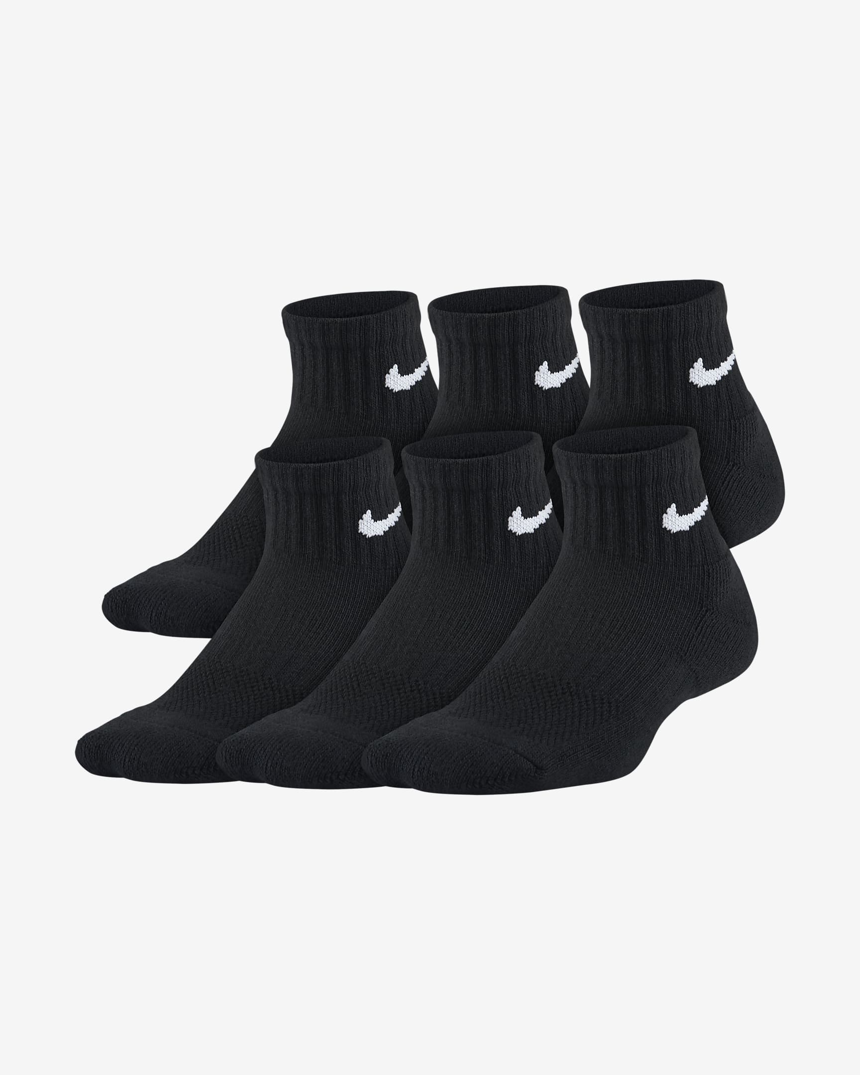 Calcetines al tobillo acolchados para niños Nike Everyday (6 pares) - Negro/Blanco