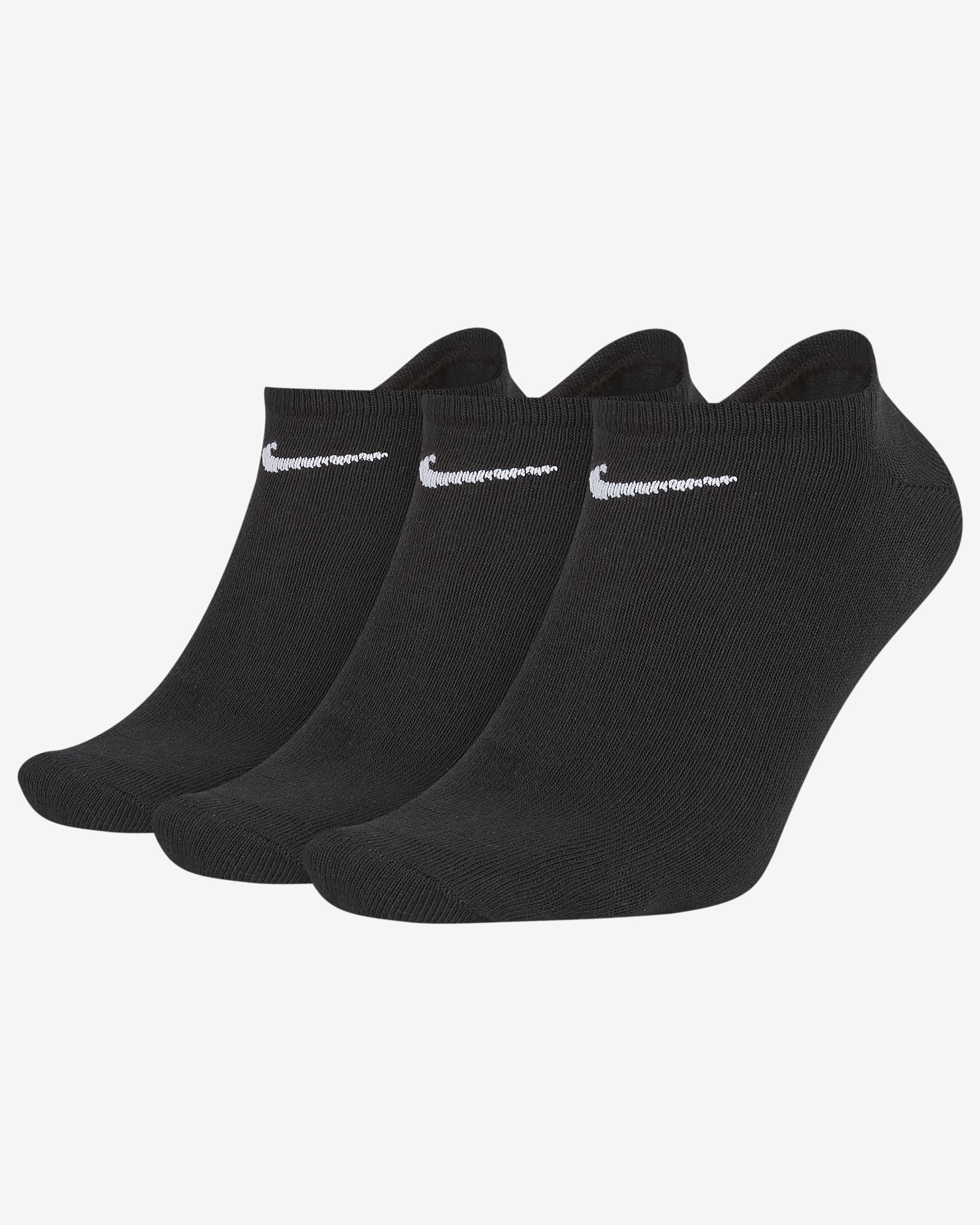 Nike Lightweight Training No-Show Socks (3 Pairs) - Black/White