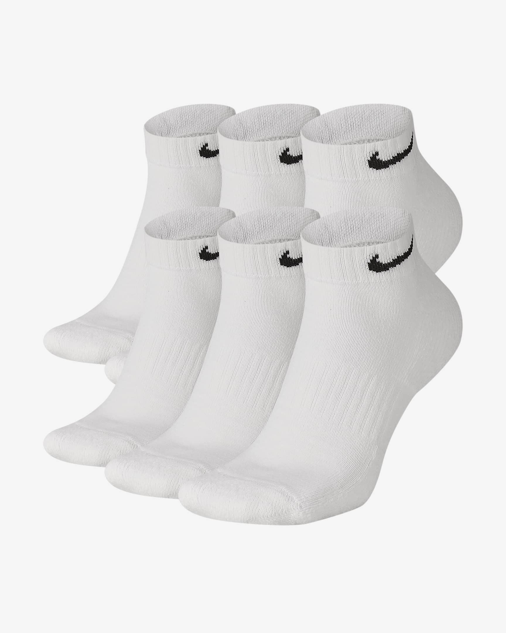 Nike Everyday Cushioned Training Low Socks (6 Pairs) - White/Black