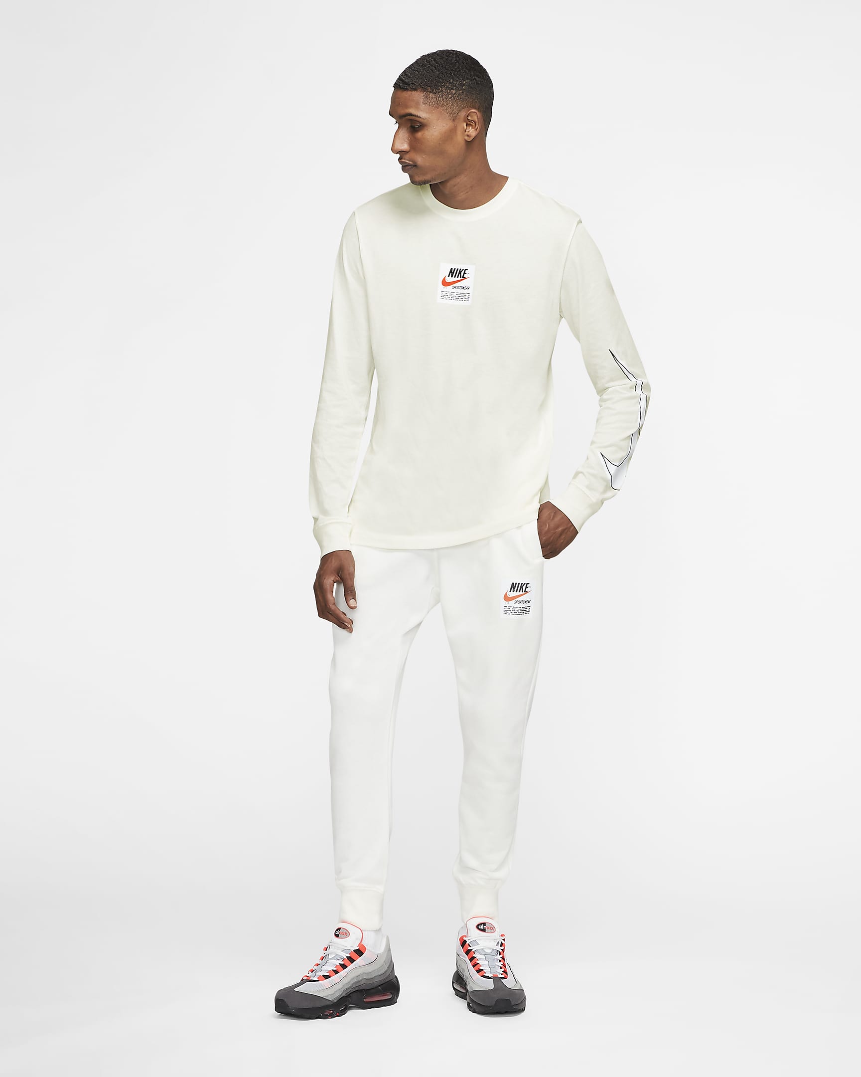 Nike Sportswear Men's Long-Sleeve Printed Top - Sail