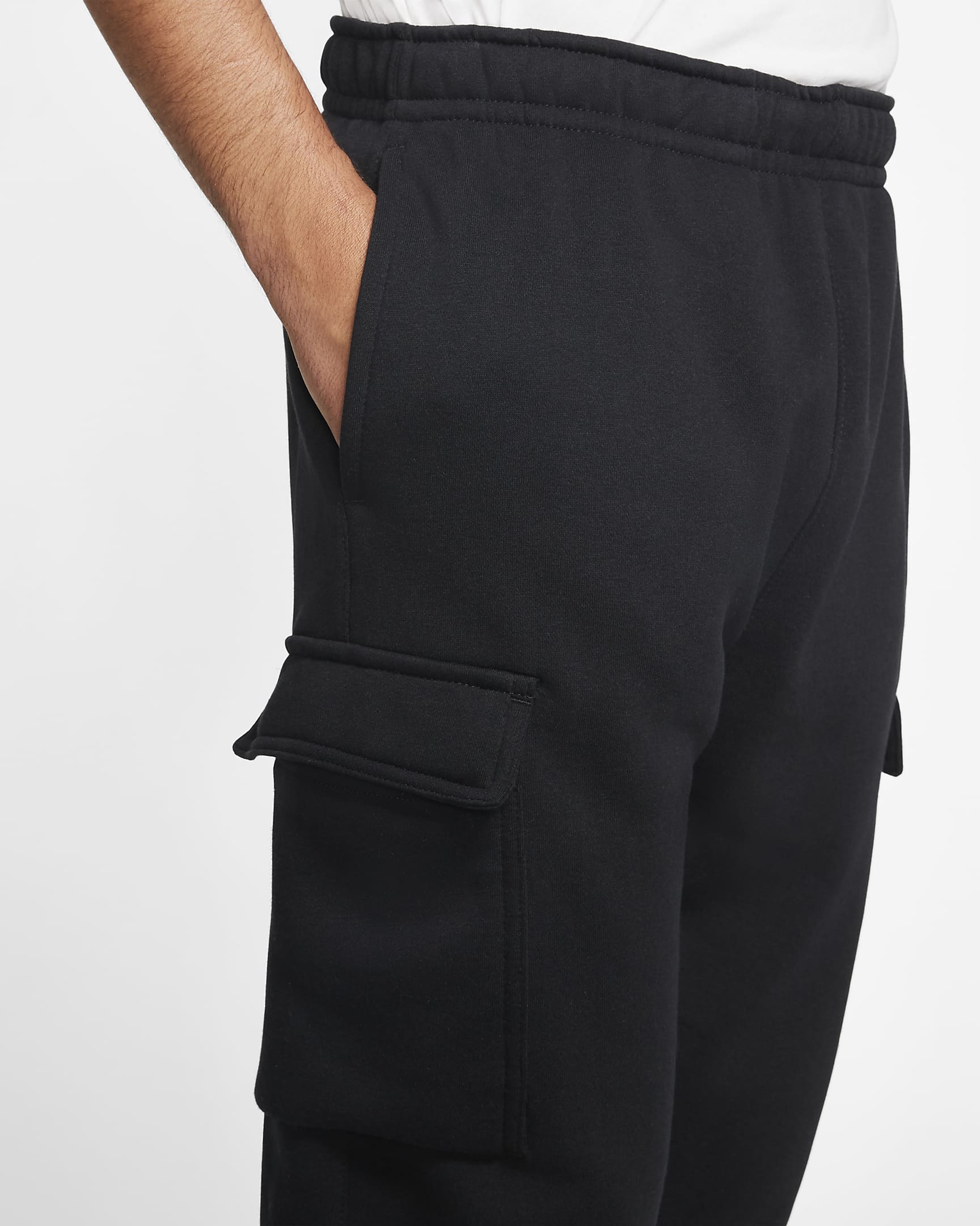 Pants cargo para hombre Nike Sportswear Club Fleece - Negro/Negro/Blanco