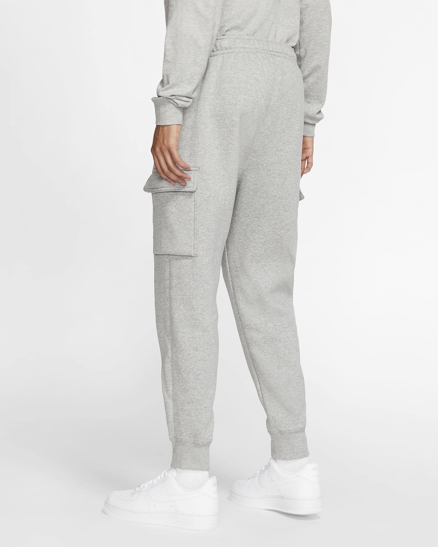 Pantaloni cargo Nike Sportswear Club Fleece - Uomo - Dark Grey Heather/Matte Silver/Bianco